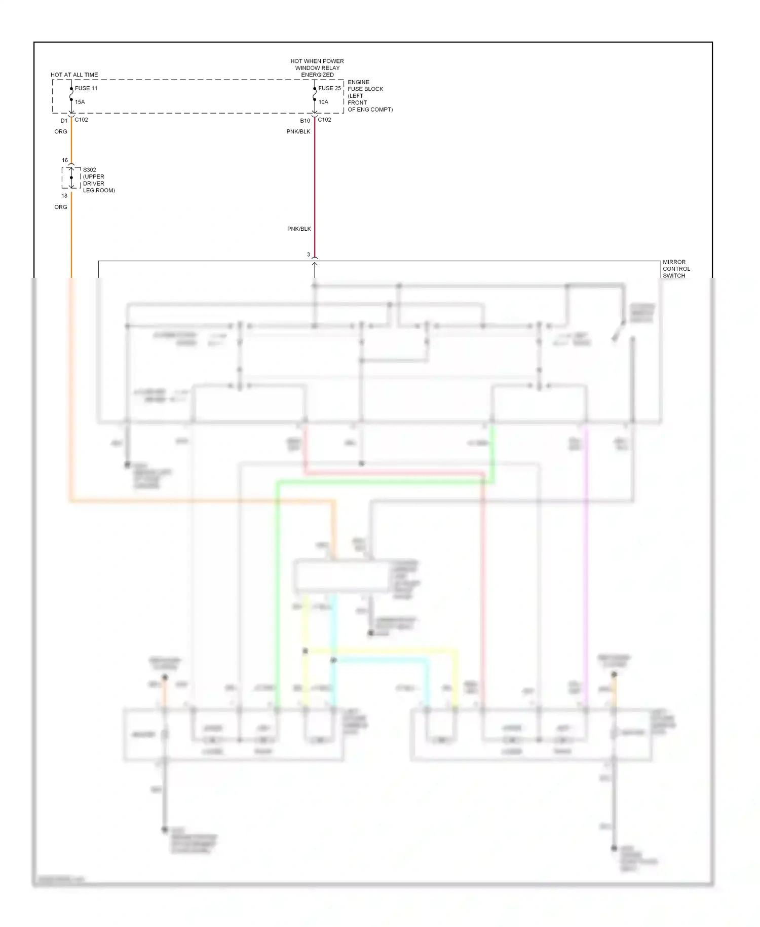 Wiring diagram folding mirror switch for Suzuki Verona I (2003-2006) (1 of 1)
