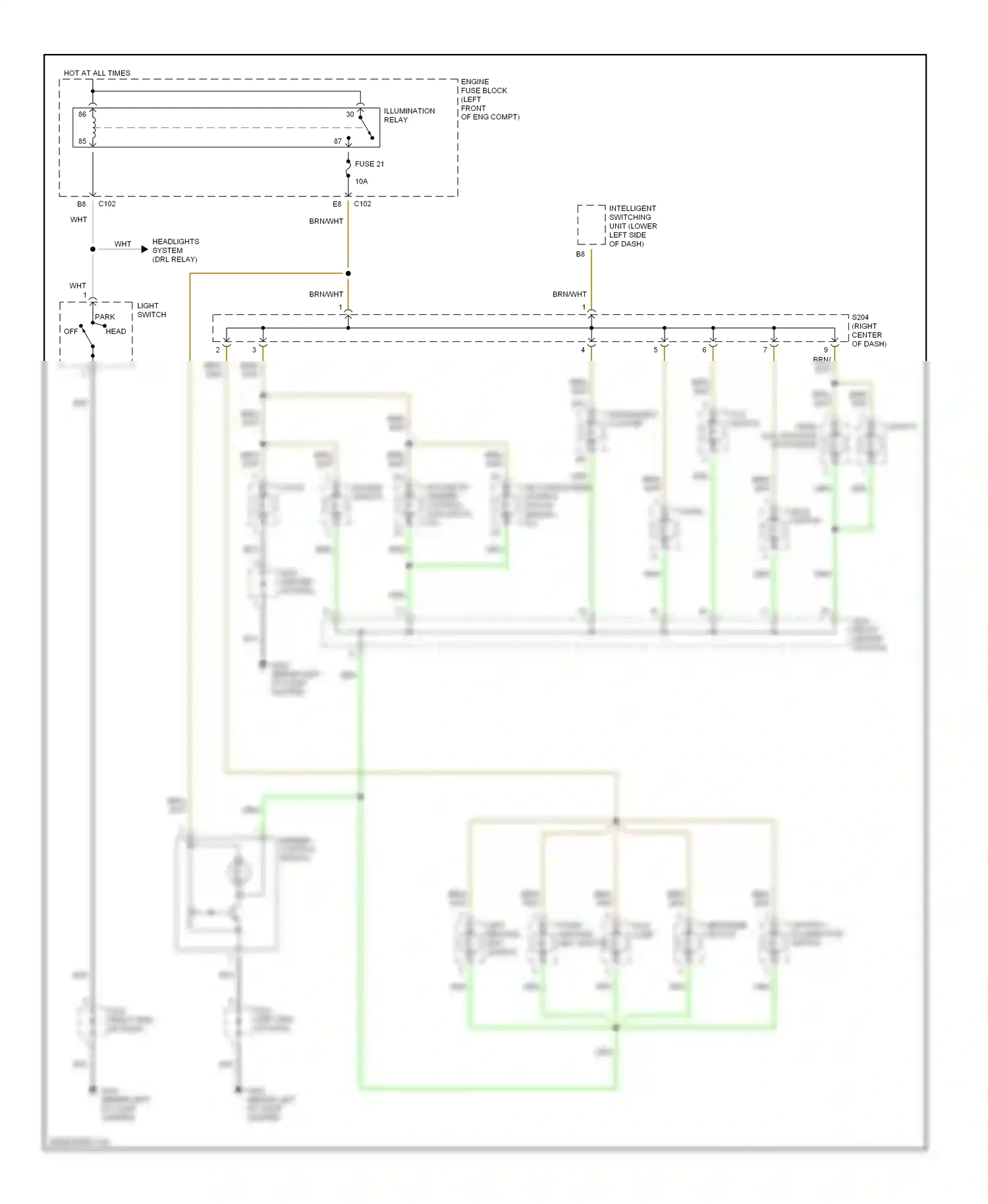Wiring diagram light switch for Suzuki Verona I (2003-2006) (3 of 3)