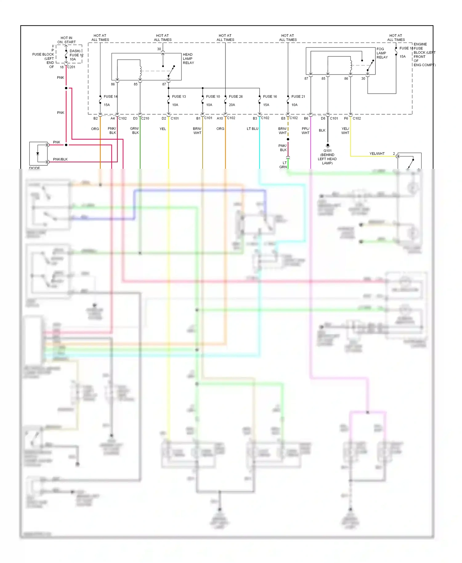 Wiring diagram light switch for Suzuki Verona I (2003-2006) (2 of 3)