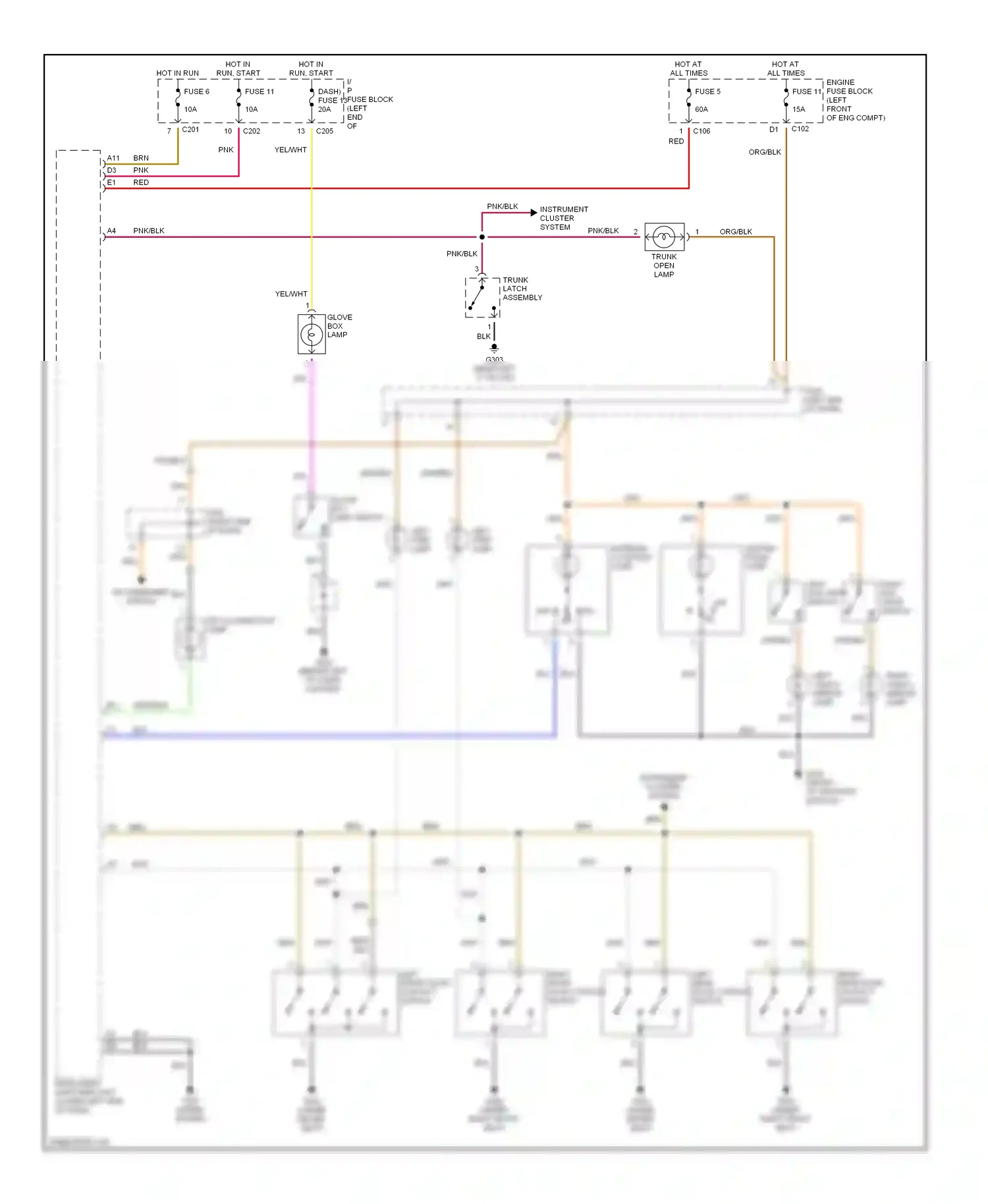 Wiring diagram right sun visor switch for Suzuki Verona I (2003-2006) (1 of 1)