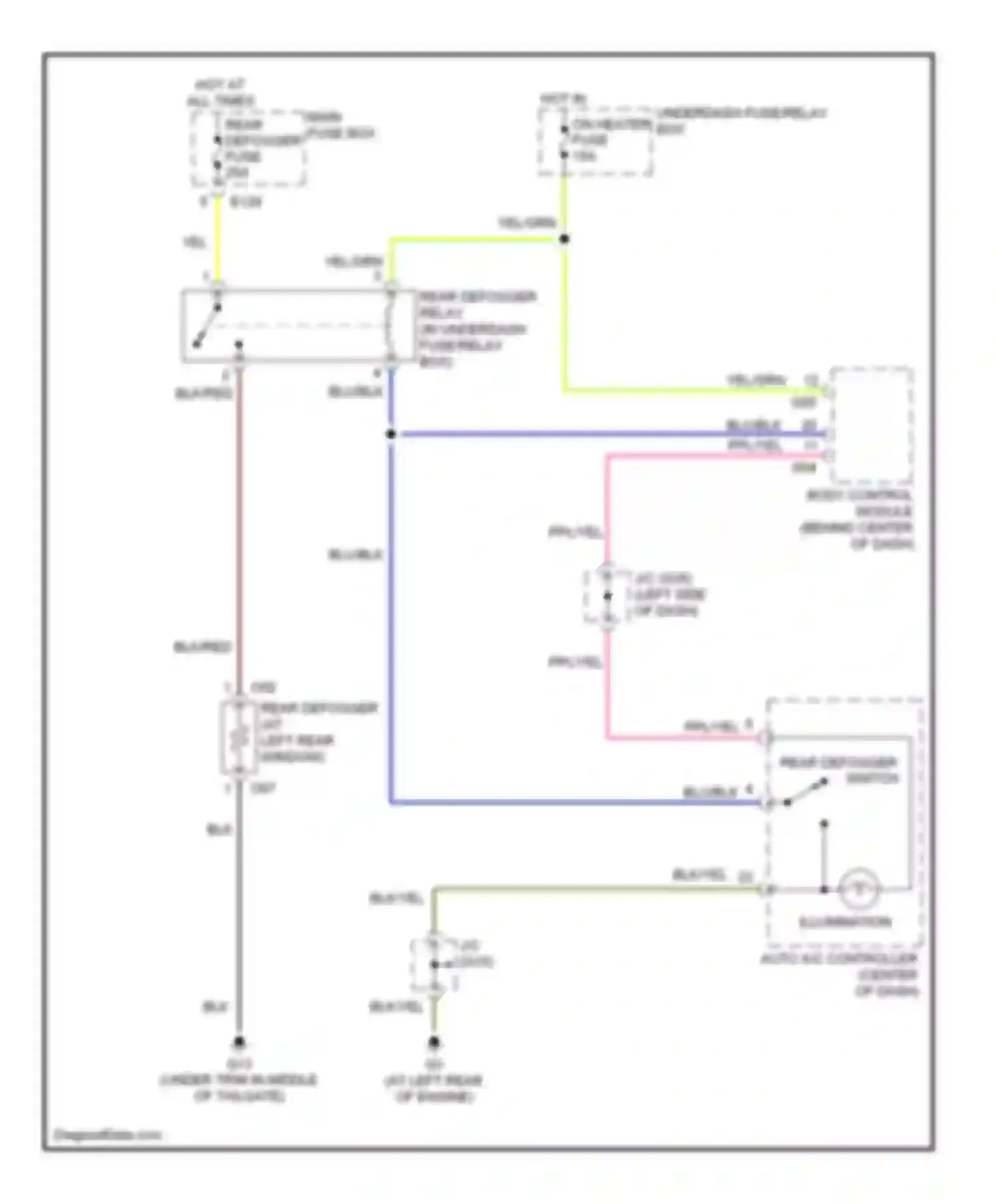 Vitara Suzuki I (1988-2006): Rear defogger circuit