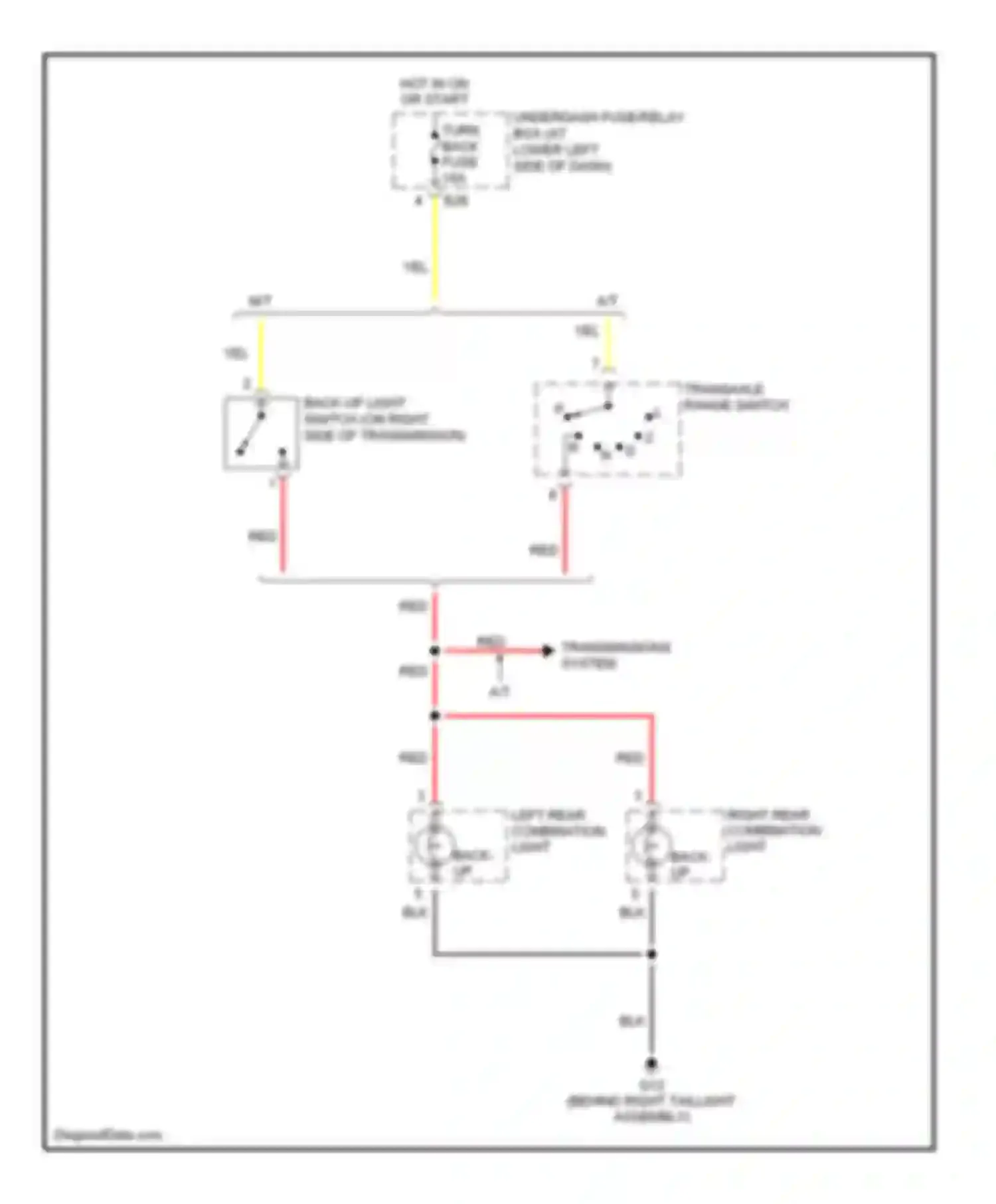 Vitara Suzuki I (1988-2006): Back-up lamps circuit