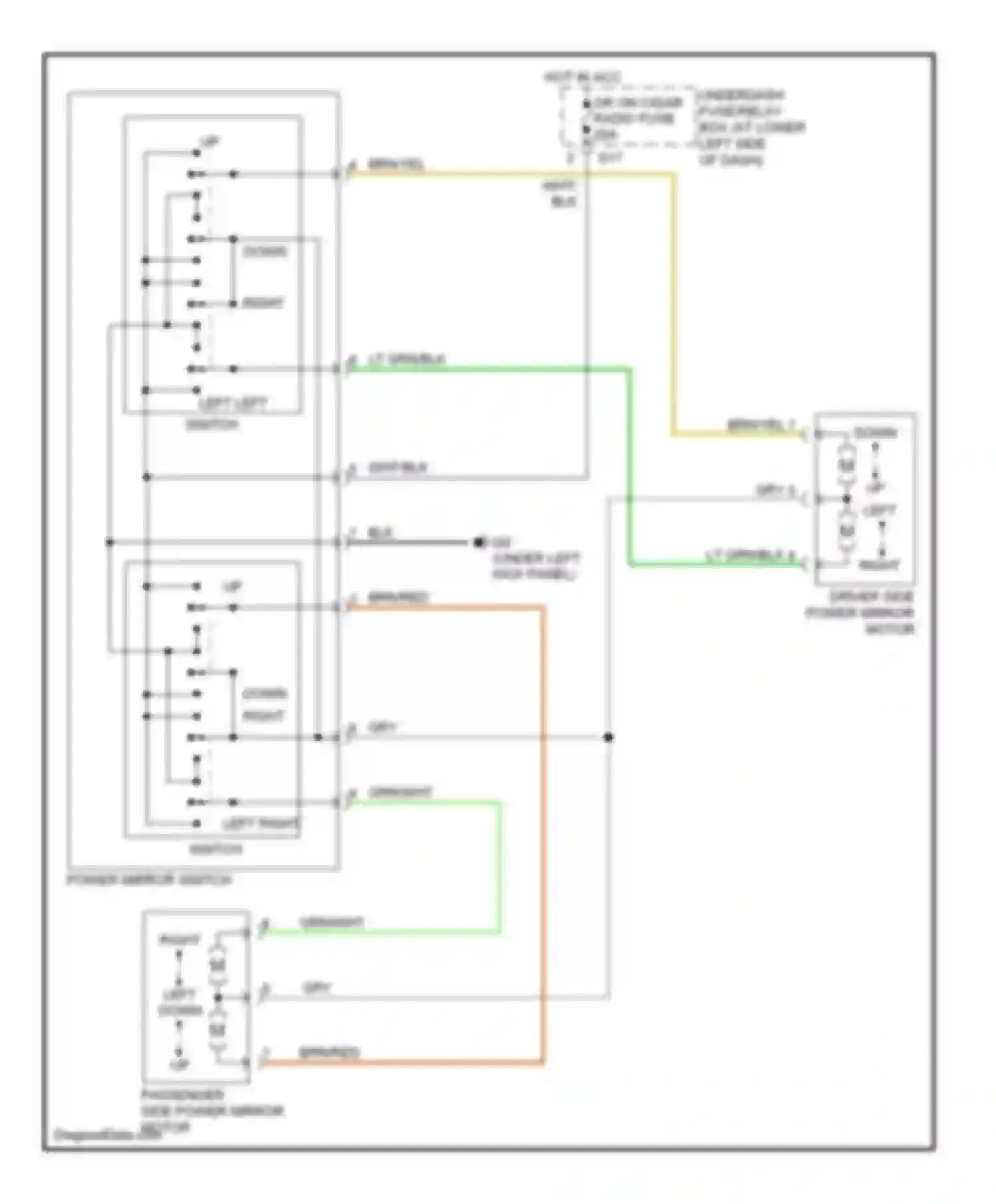 Vitara Suzuki I (1988-2006): Power mirrors circuit