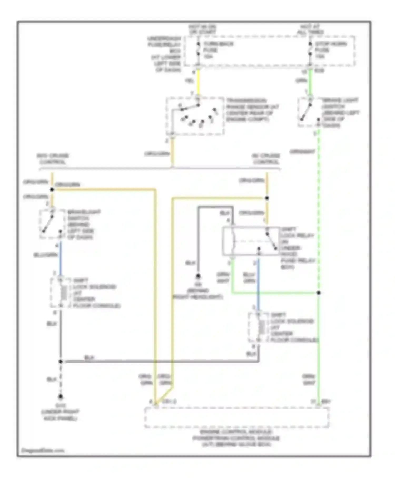Vitara Suzuki I (1988-2006): Shift interlock circuit