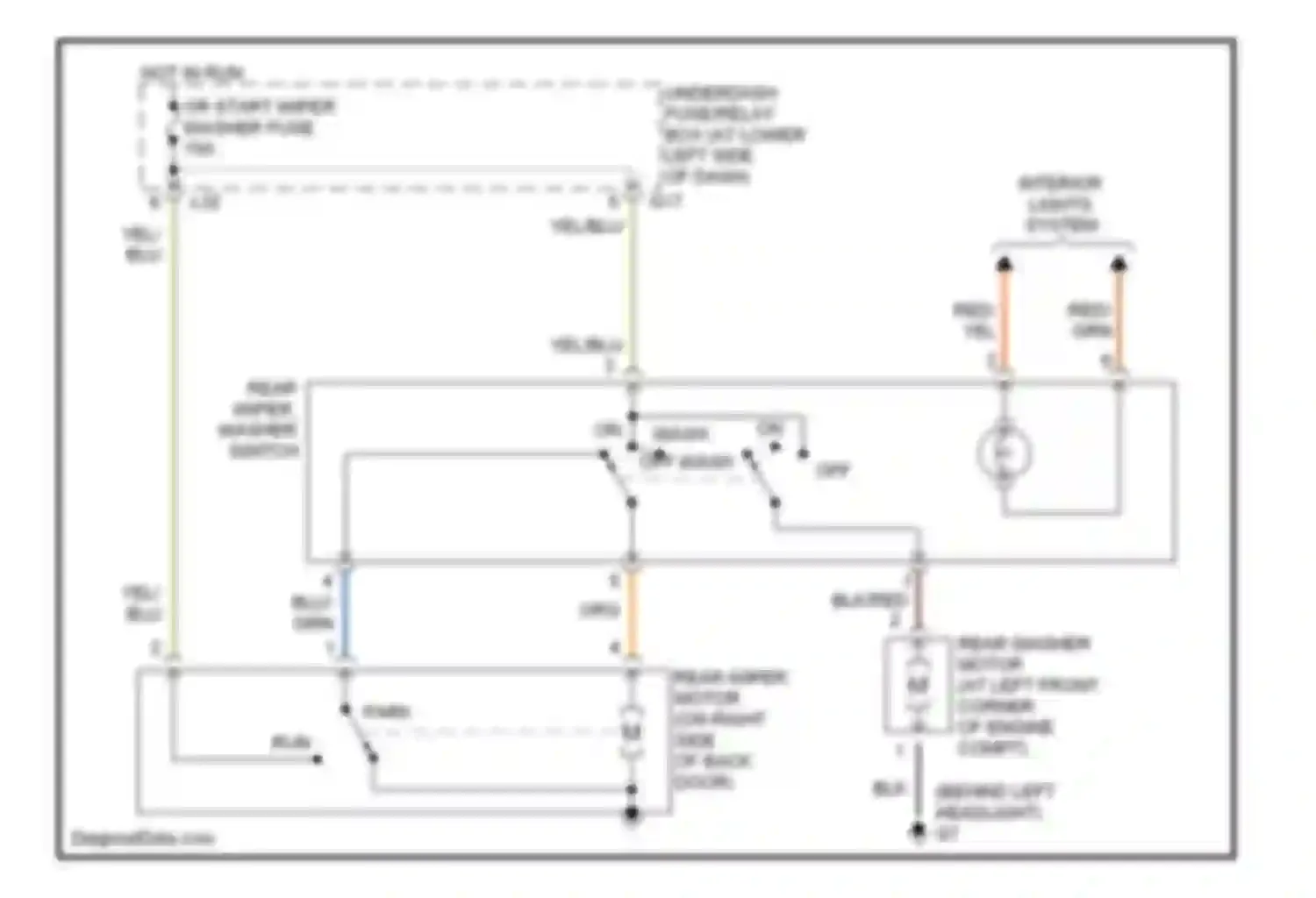Wiring diagram hot in run or start wiper washer fuse for Suzuki Vitara I (1988-2006) (2 of 2)