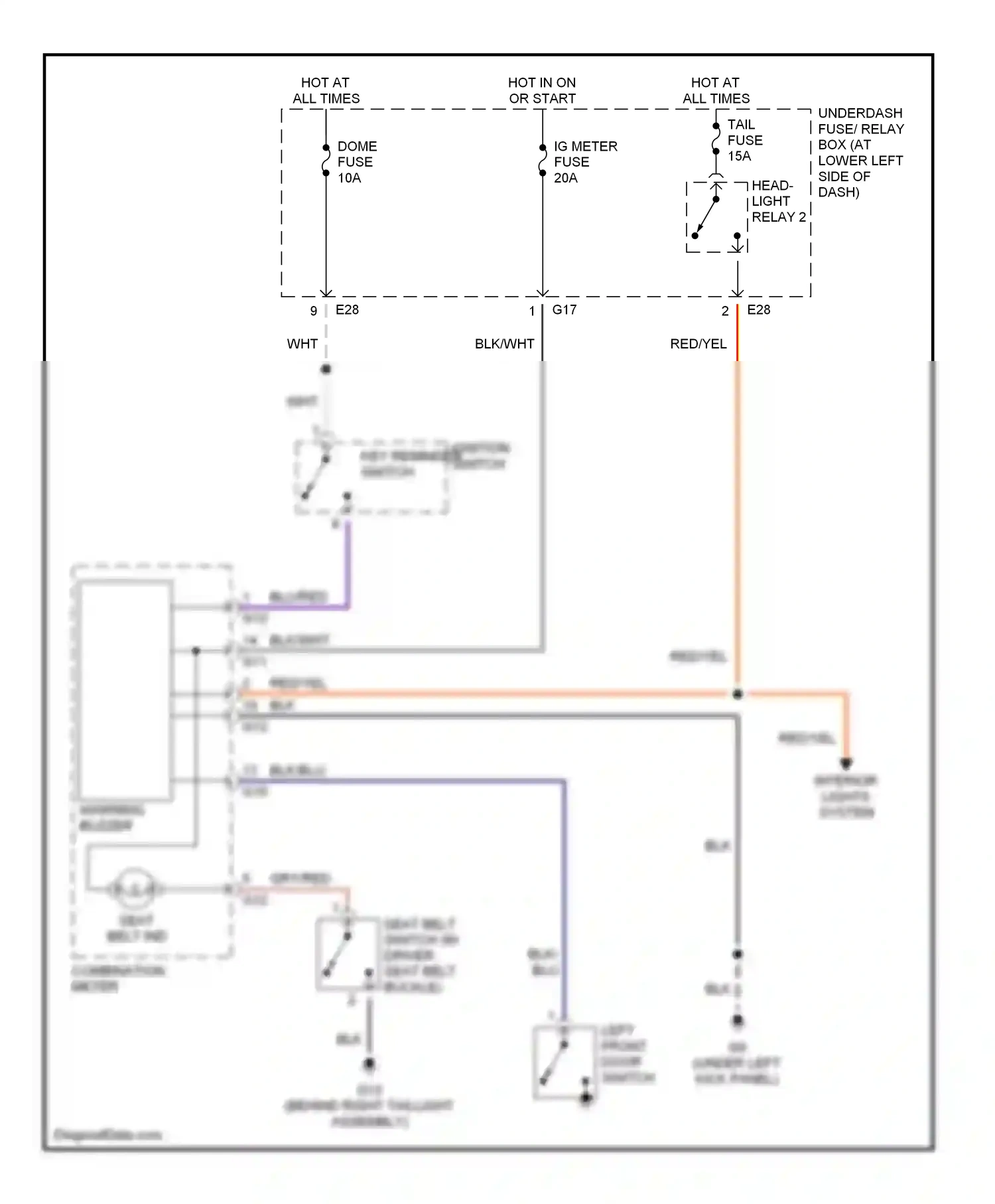 Wiring diagram key reminder switch for Suzuki Vitara I (1988-2006) (1 of 1)