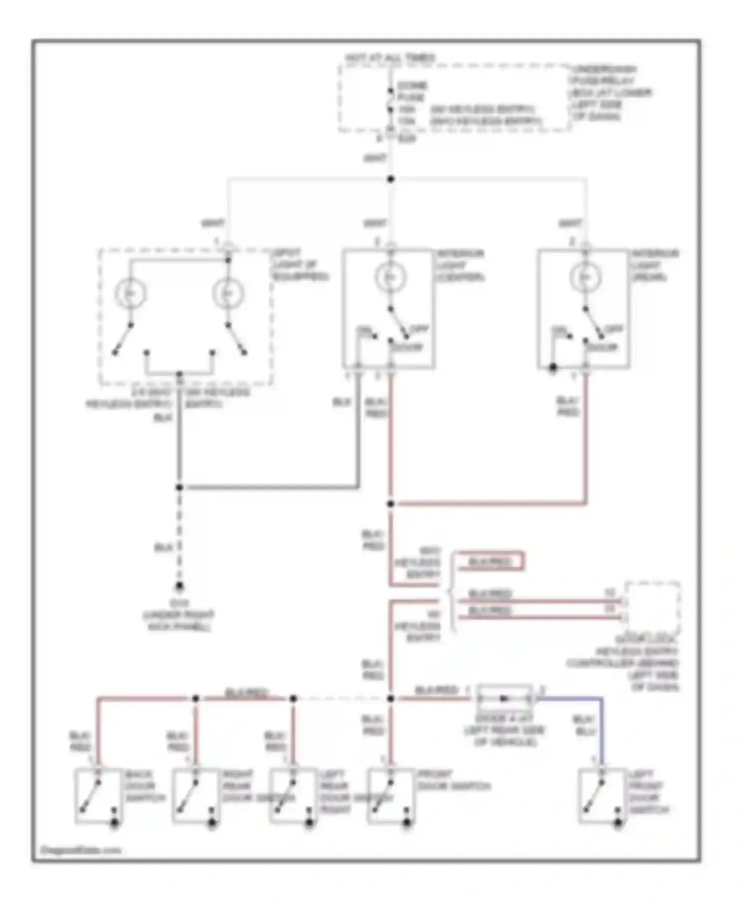 Wiring diagram w/ keyless entry w/o keyless entry for Suzuki Vitara I (1988-2006) (1 of 1)
