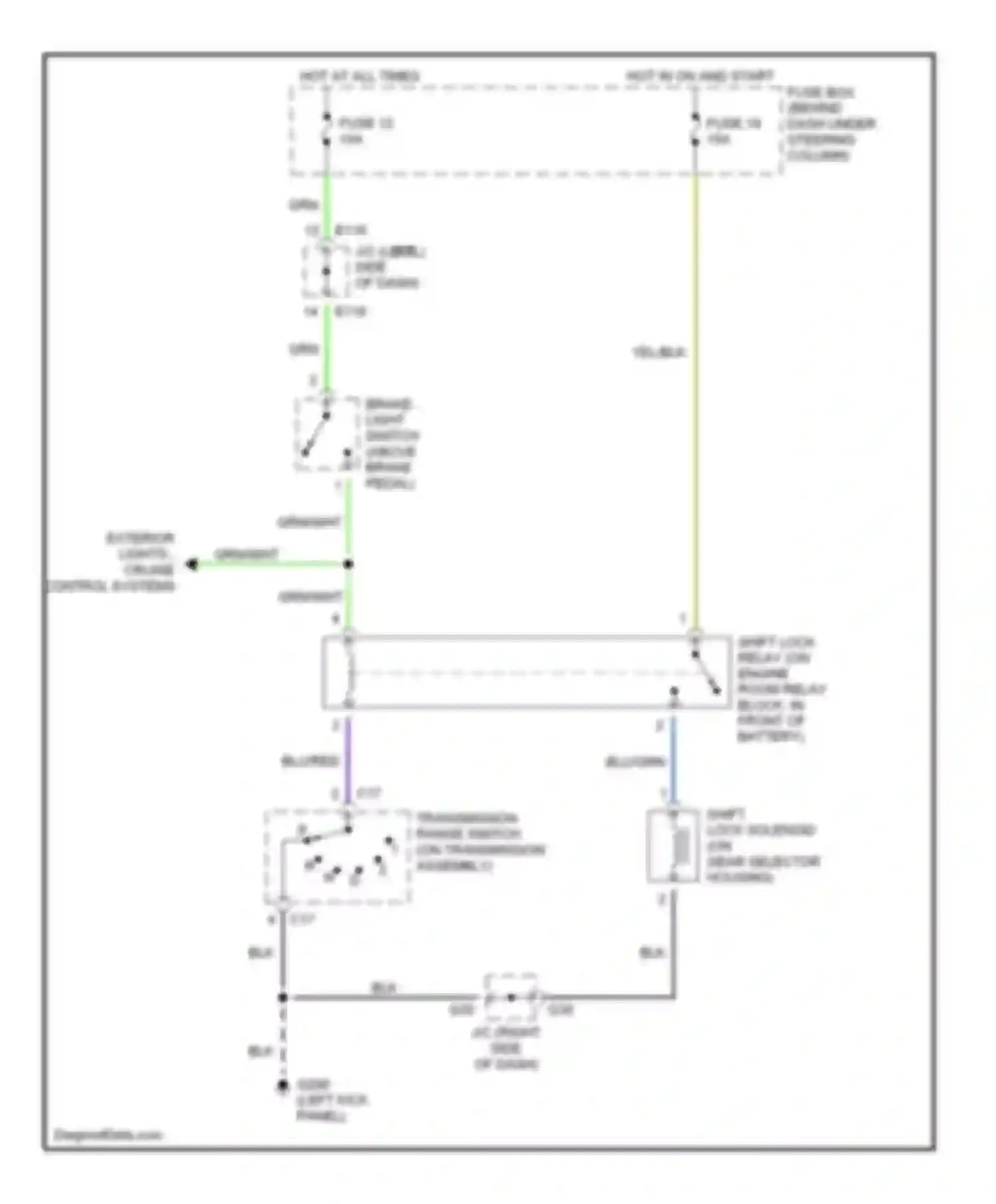 X-90 Suzuki I (1995-2000): Shift interlock circuit, with 3 speed a/t