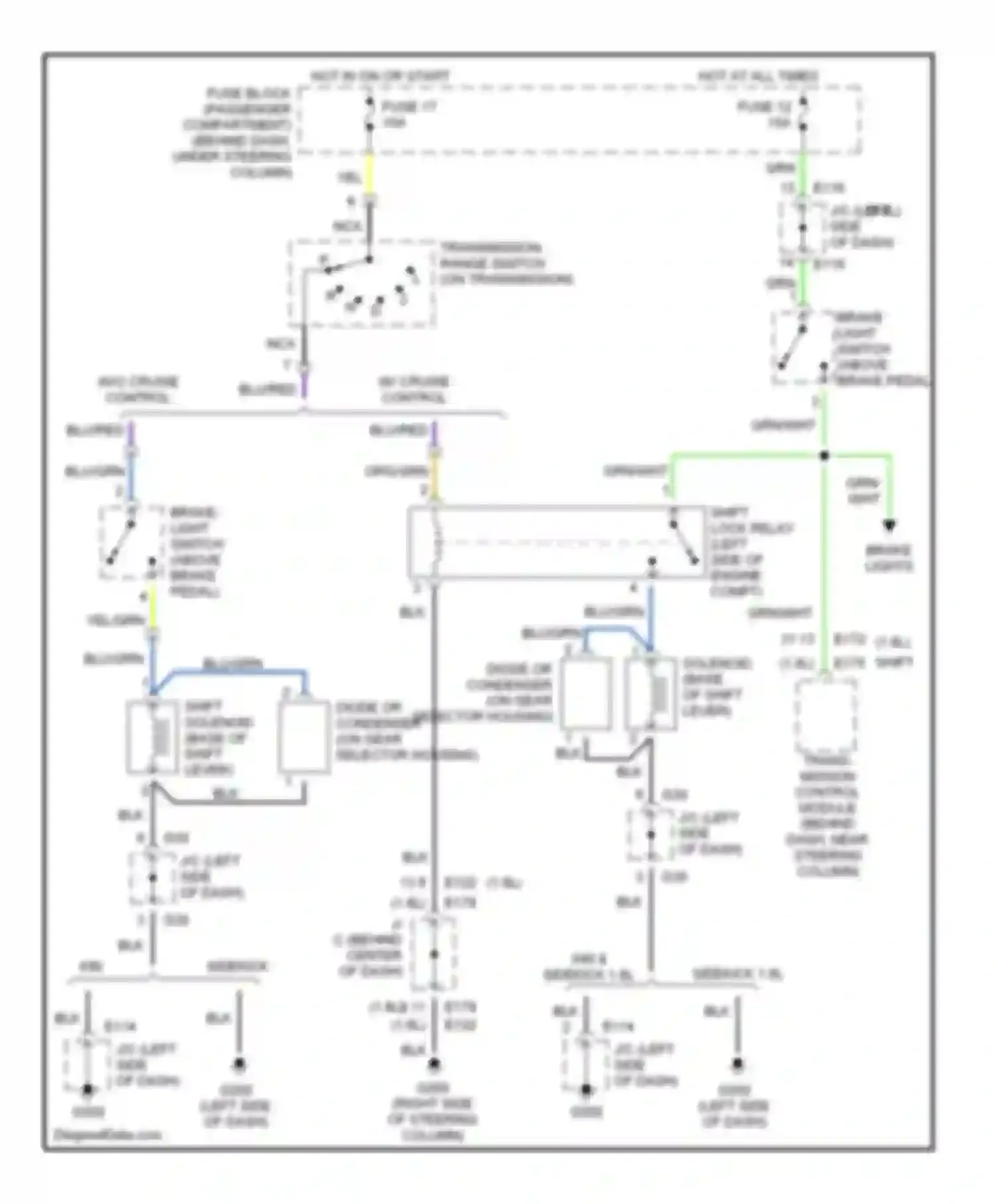 X-90 Suzuki I (1995-2000): Shift interlock circuit, with 4 speed a/t