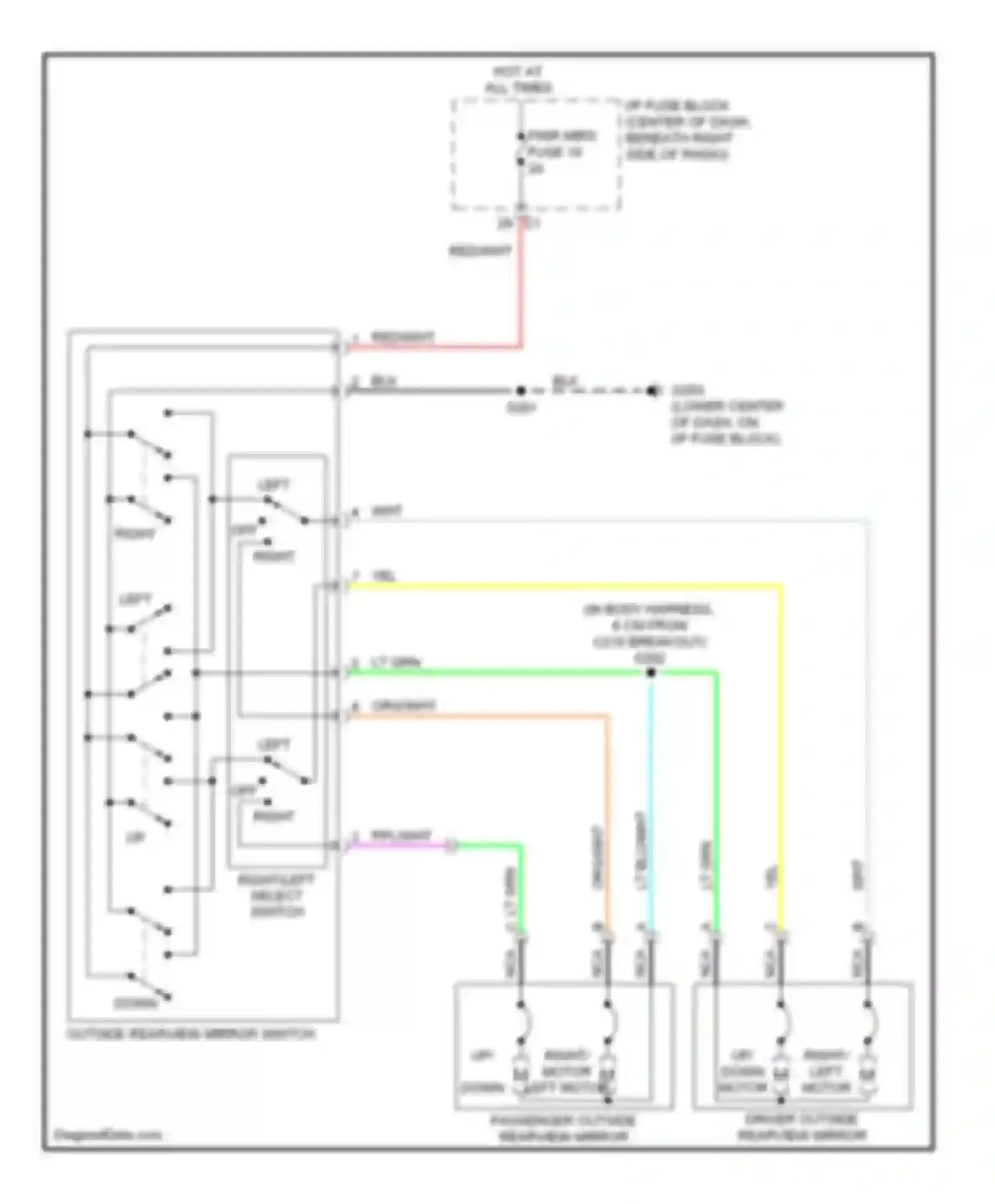 Wiring diagram right/left select switch for Suzuki XL7 I (1998-2009) (1 of 1)