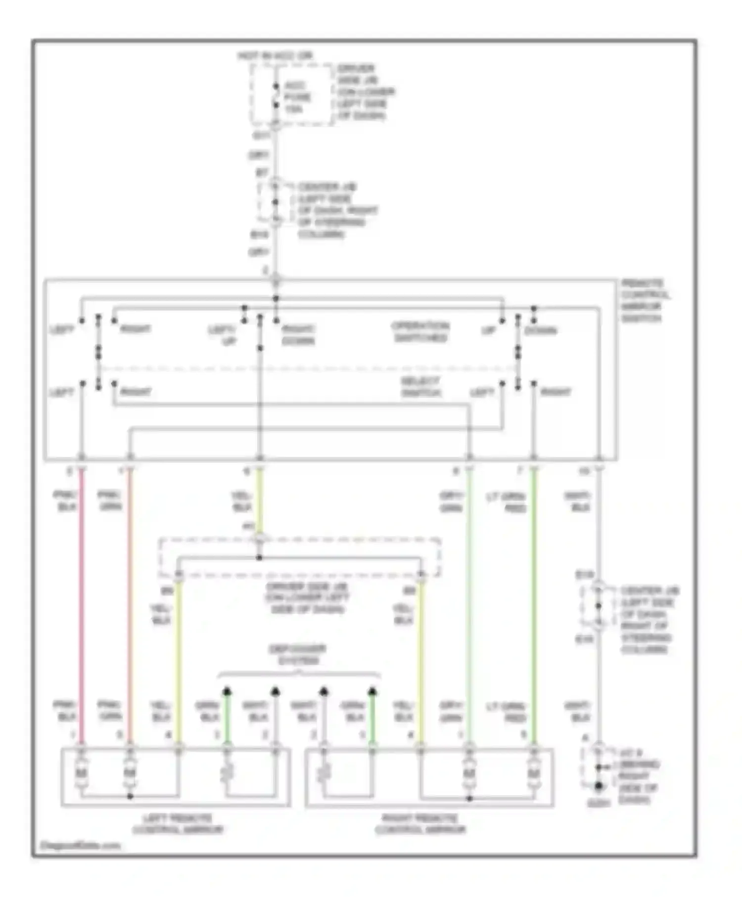 4Runner Toyota III (1995-2003): Power mirror circuit, without power windows