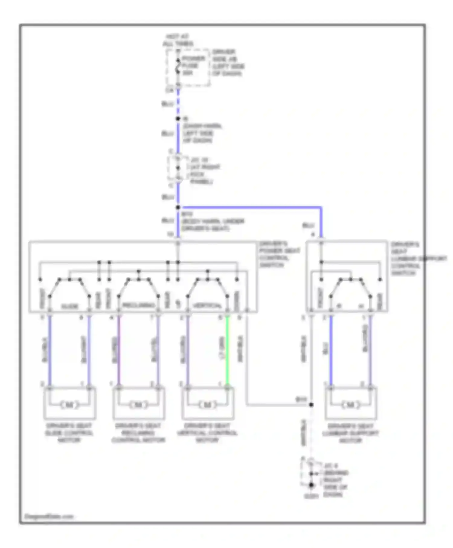 4Runner Toyota III (1995-2003): Driver power seat circuit