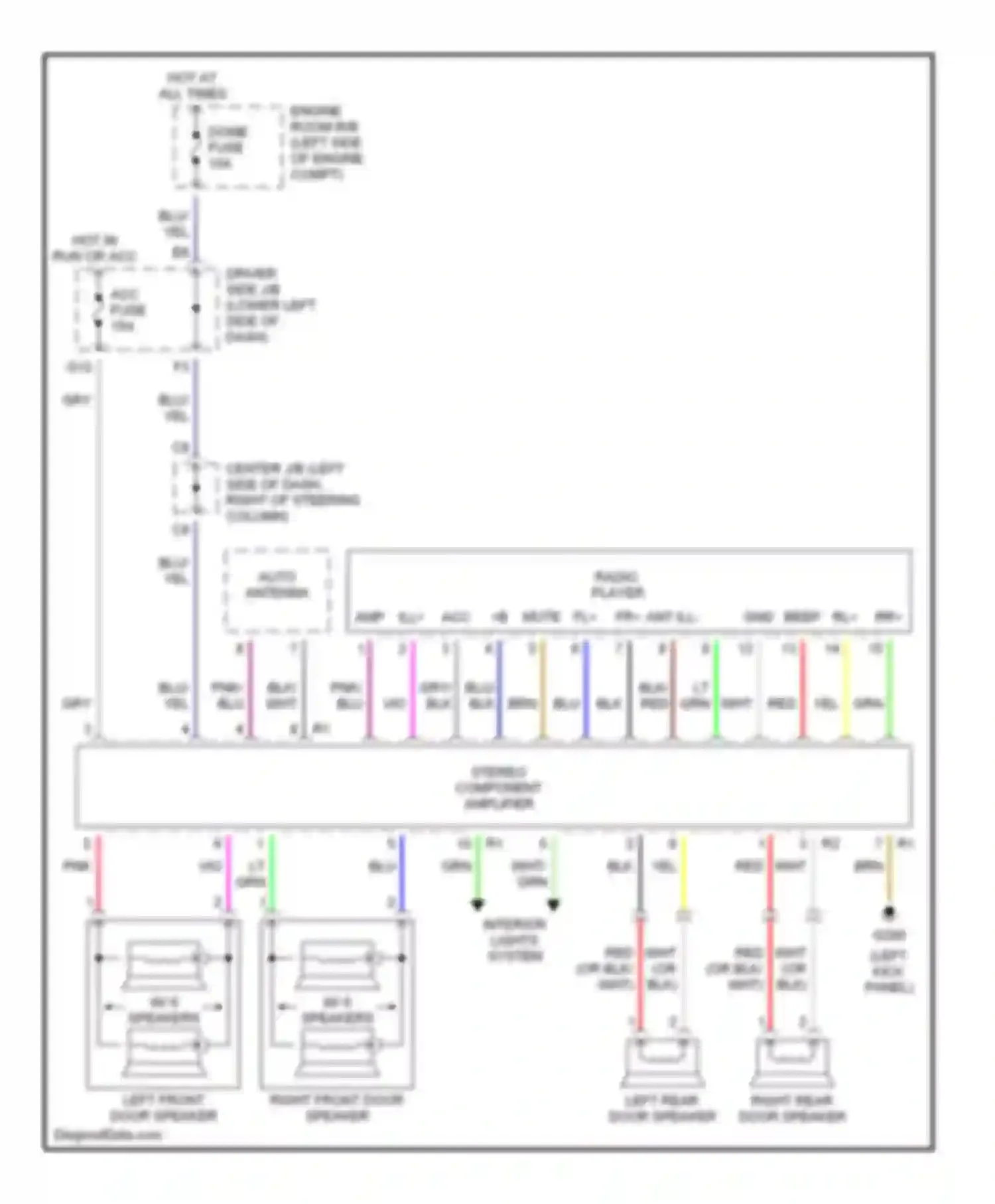 4Runner Toyota III (1995-2003): Radio circuits, with separate amplifier