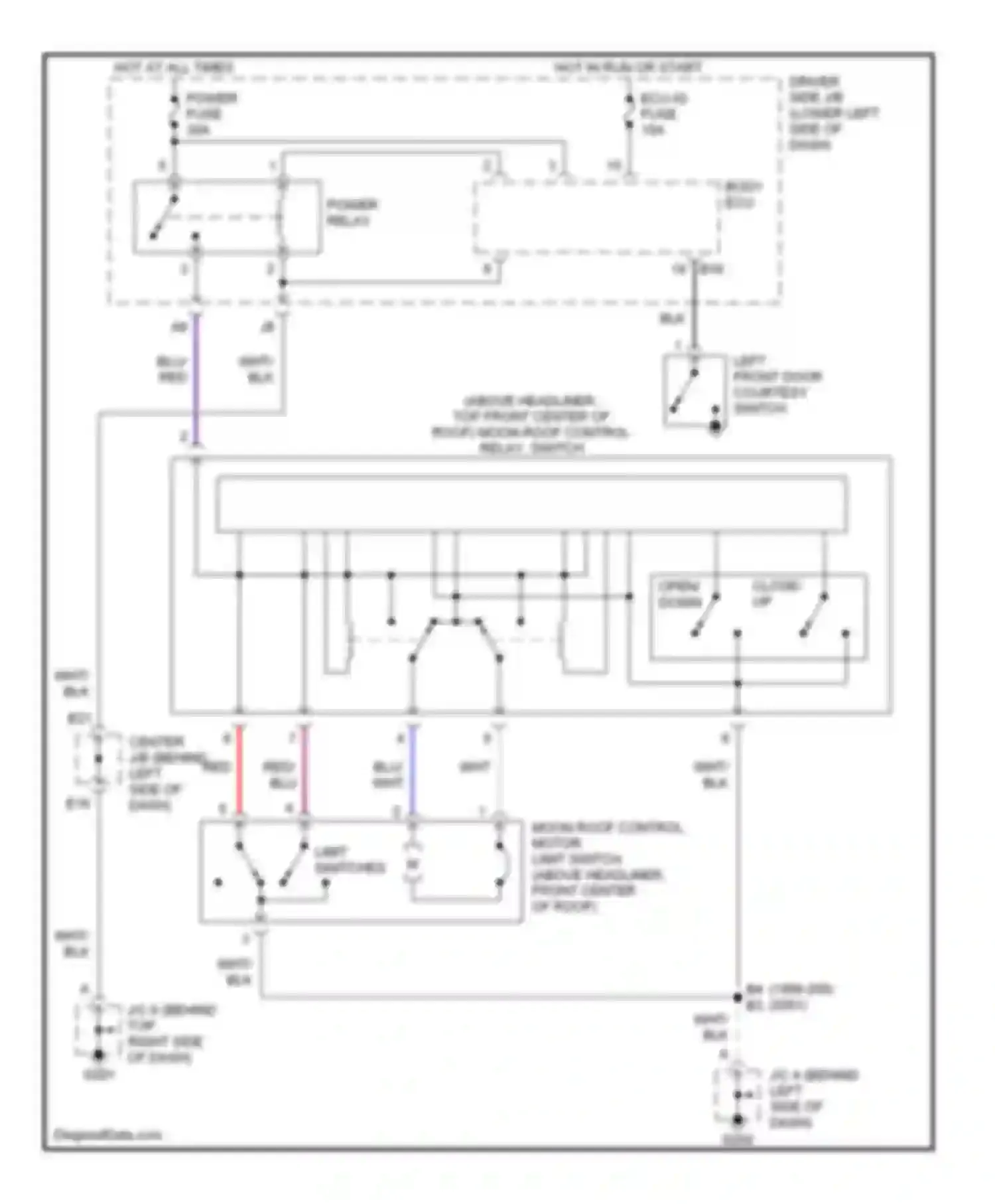 Wiring diagram left front door courtesy switch for Toyota 4Runner III (1995-2003) (5 of 8)