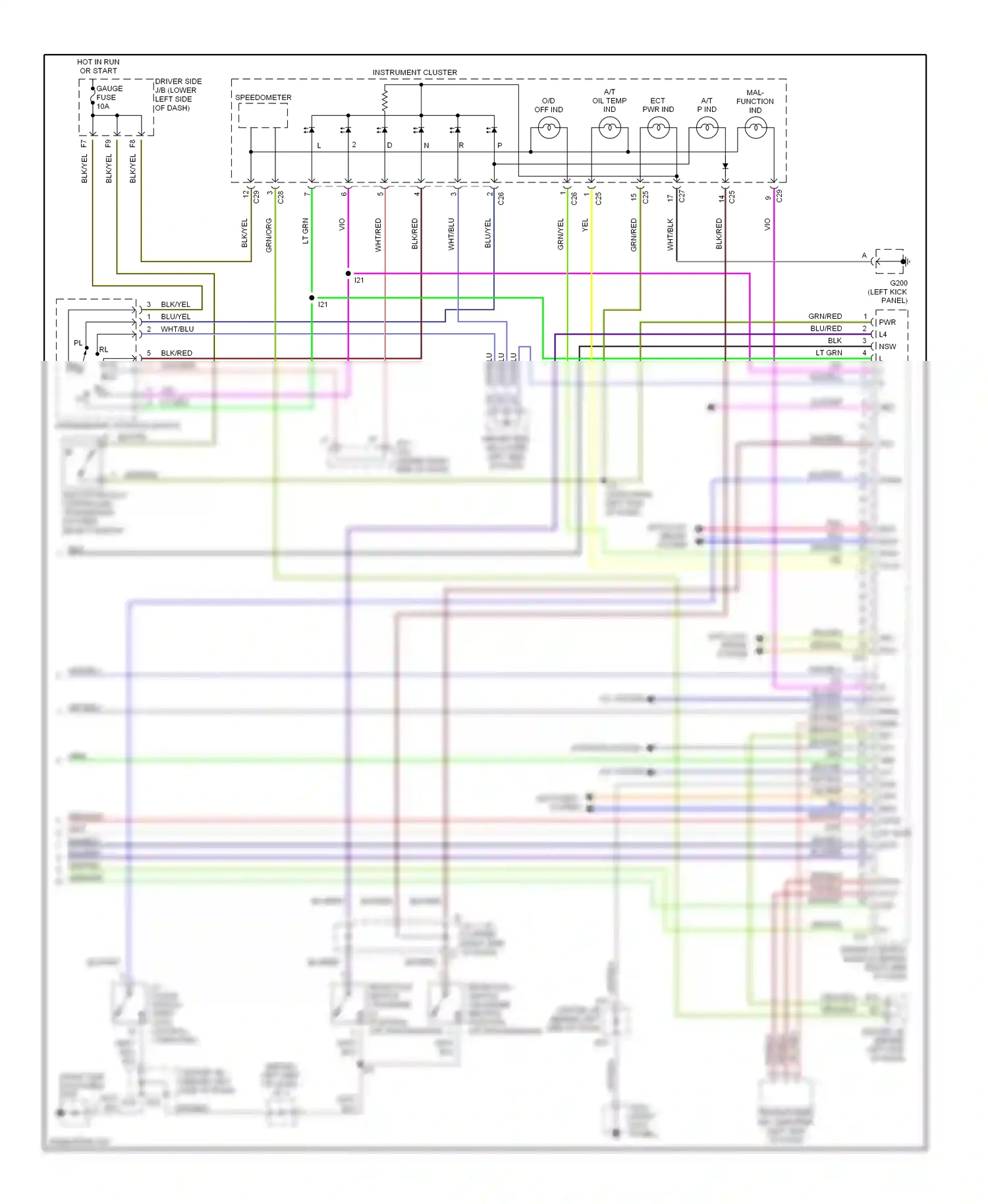 Toyota 4Runner III (1995-2003) o/d main switch (shift lock control computer) wiring diagram  (1 of 1)