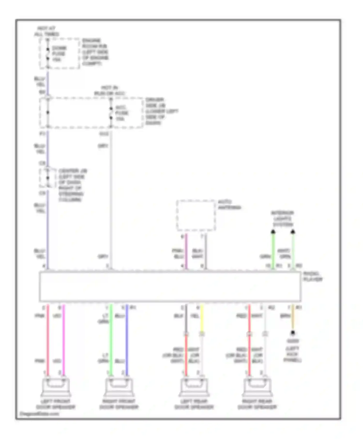 Wiring diagram right front door speaker for Toyota 4Runner III (1995-2003) (1 of 1)