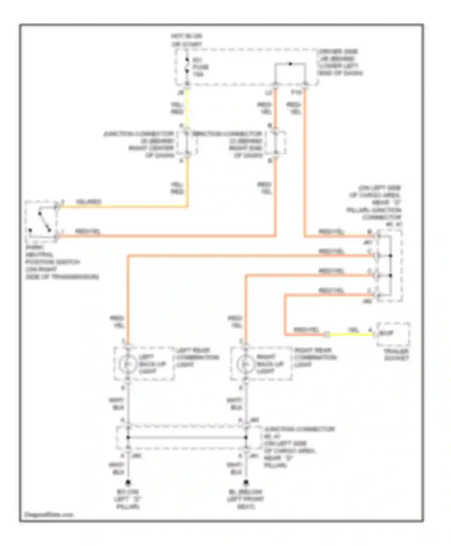 4Runner Toyota IV facelift (2005-2009): Back-up lamps circuit