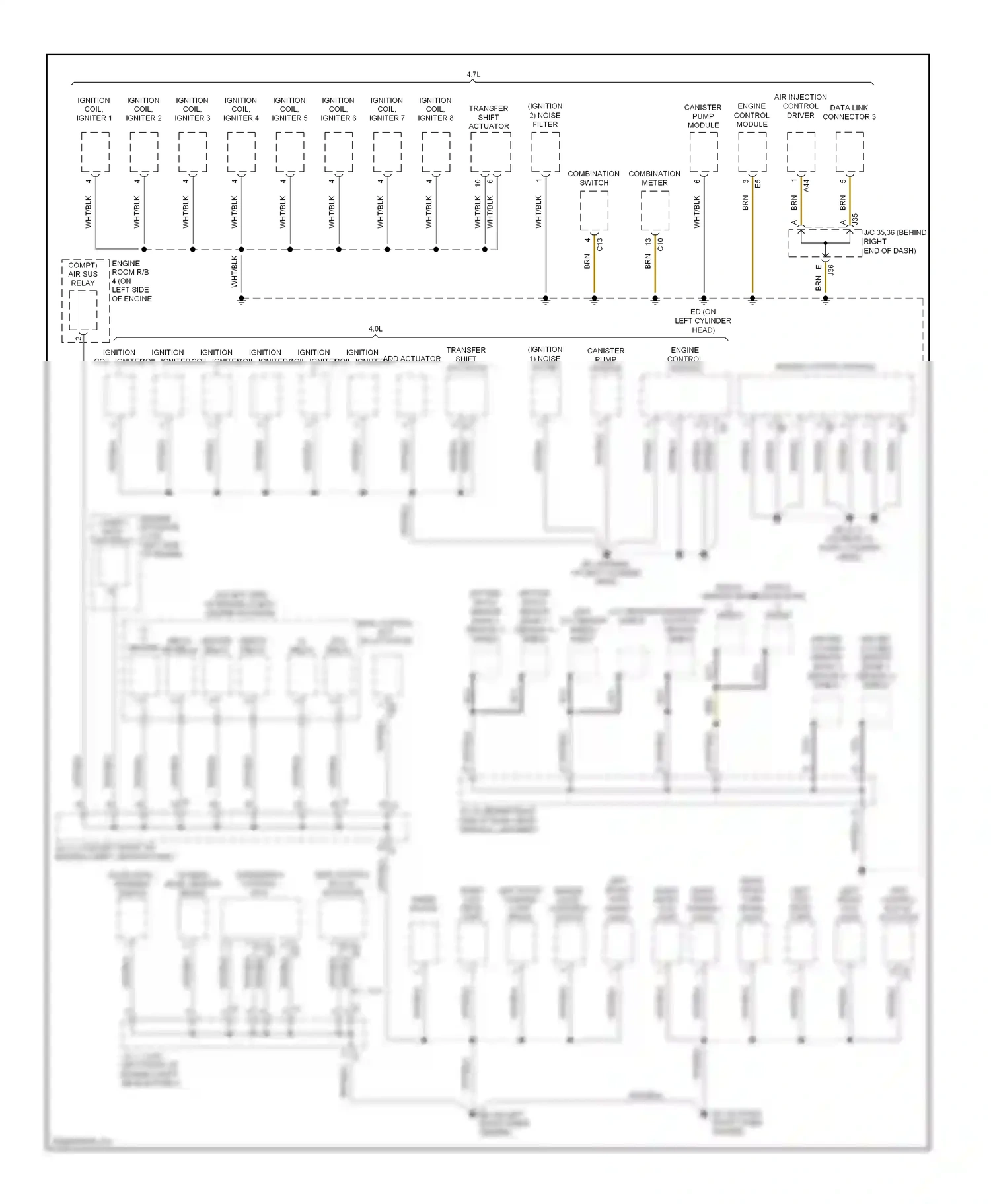 Toyota 4Runner IV facelift (2005-2009) engine control module wiring diagram  (2 of 3)