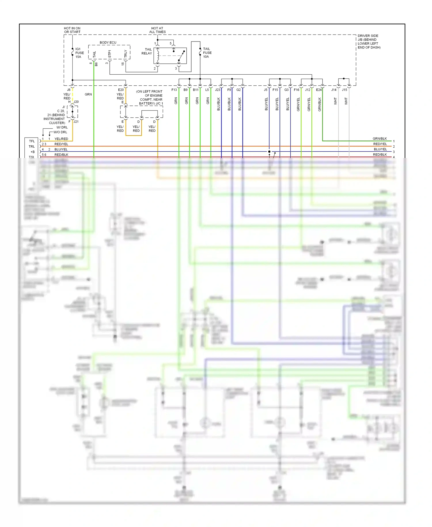 Toyota 4Runner IV facelift (2005-2009) off head tail light ctrl switch left wiring diagram  (1 of 1)