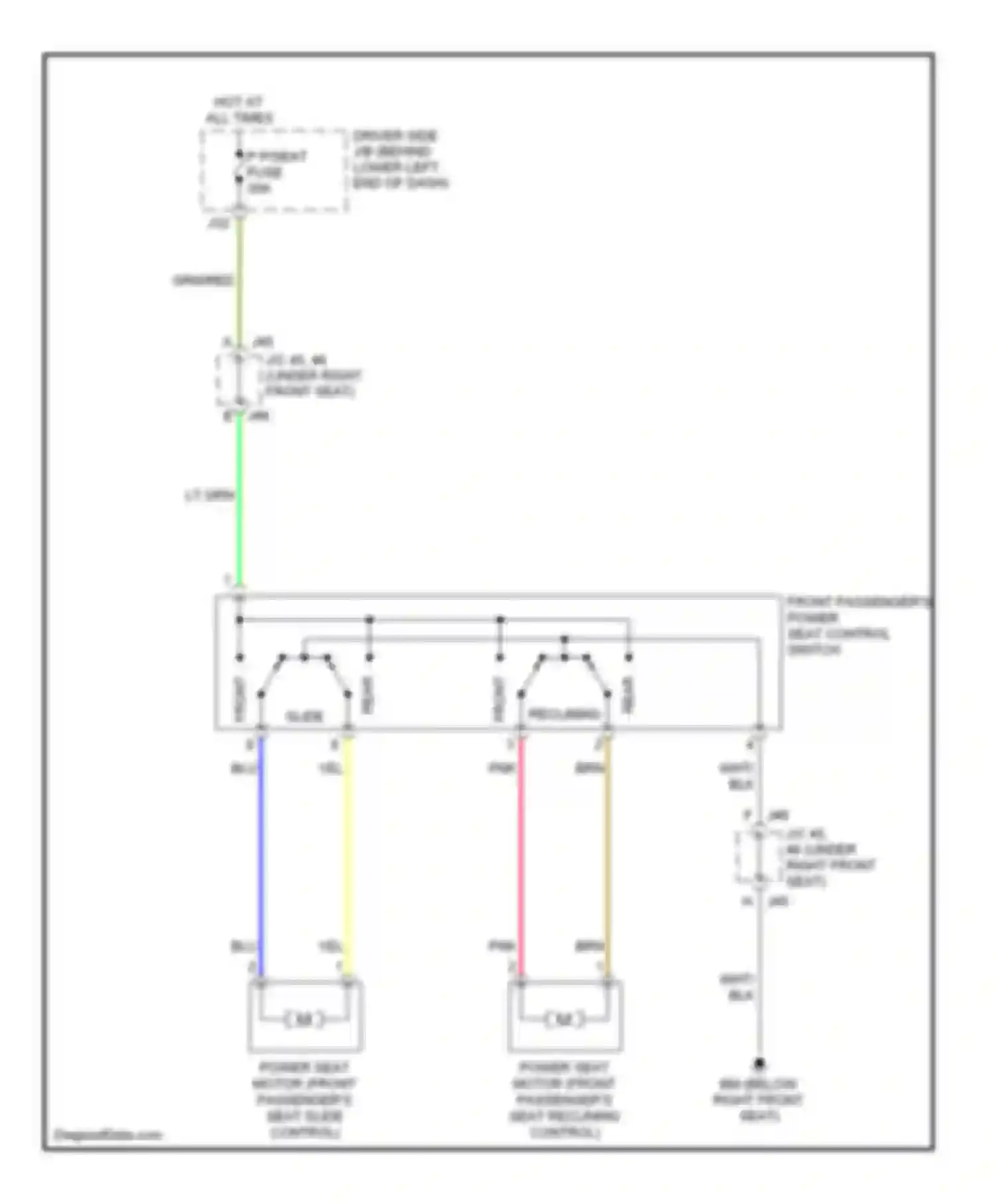 4Runner Toyota IV (2002-2005): Passenger power seat circuit