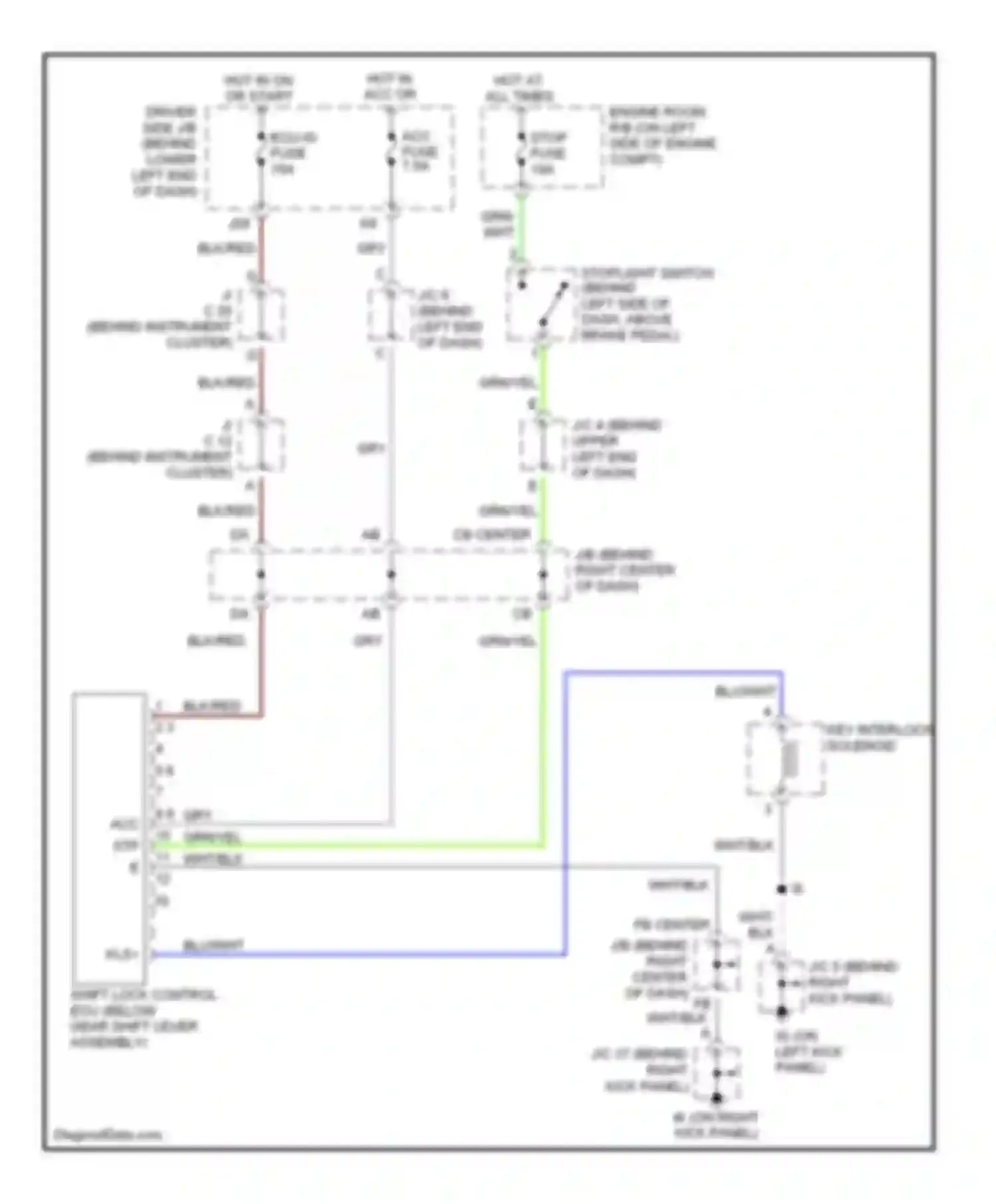 4Runner Toyota IV (2002-2005): Shift interlock circuit