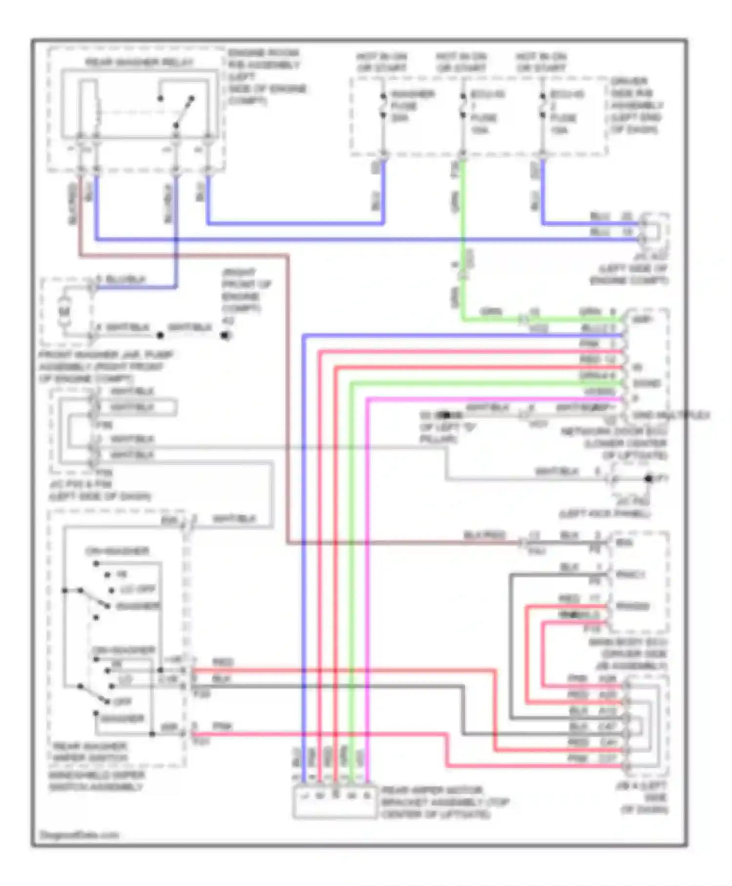 4Runner Toyota V (2009-2013): Rear wiper/washer circuit
