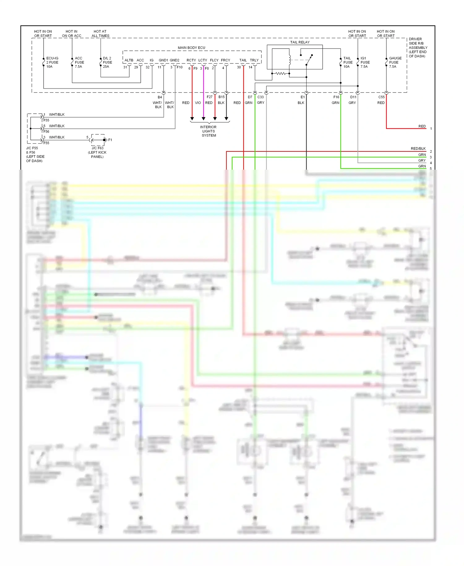 Toyota 4Runner V (2009-2013) light control switch left wiring diagram  (1 of 1)