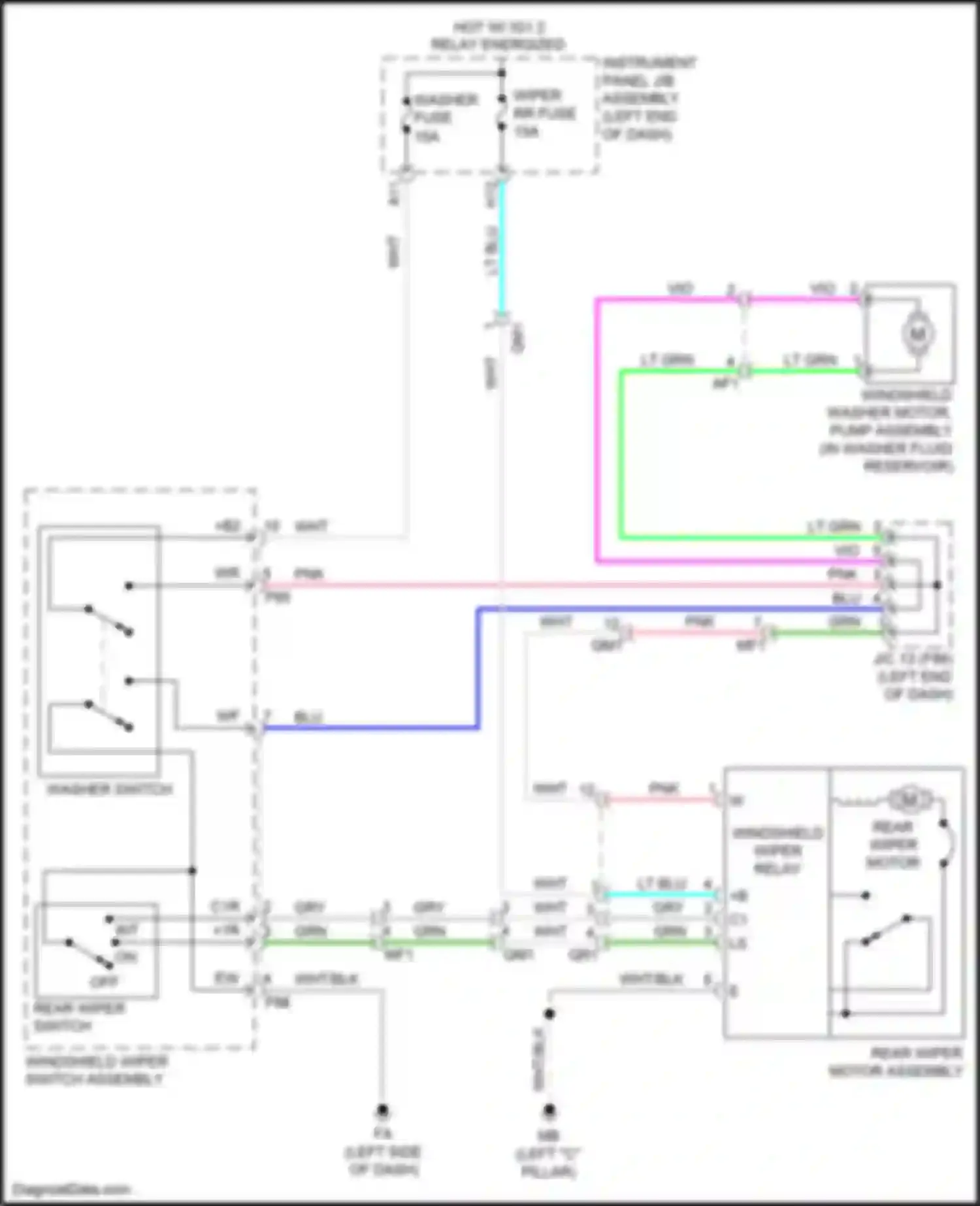 Aqua Toyota II (2021-2024): Rear wiper/washer circuit