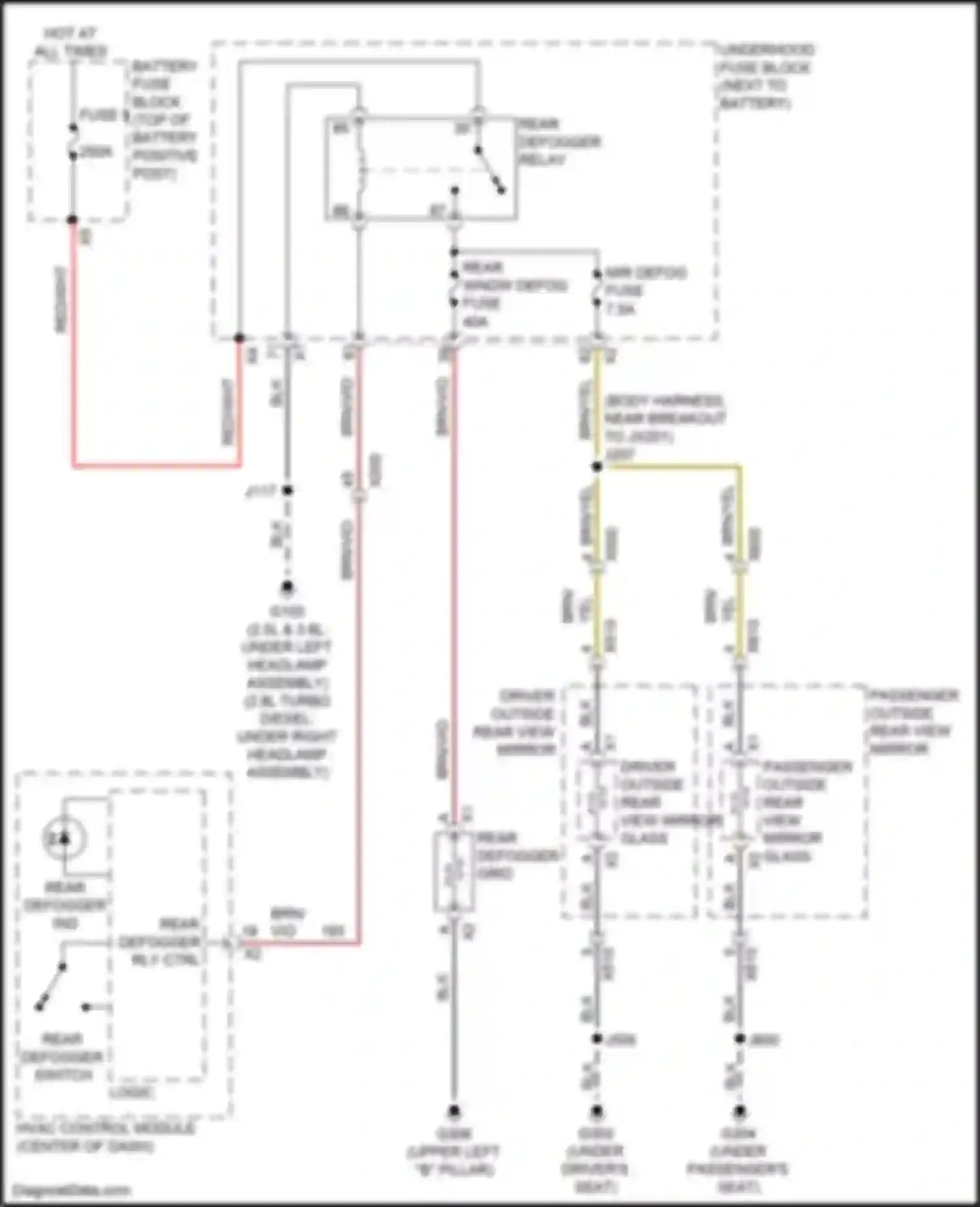 Wiring diagram rear wndw defog fuse for Toyota Aurion II (2012-2017) (1 of 1)