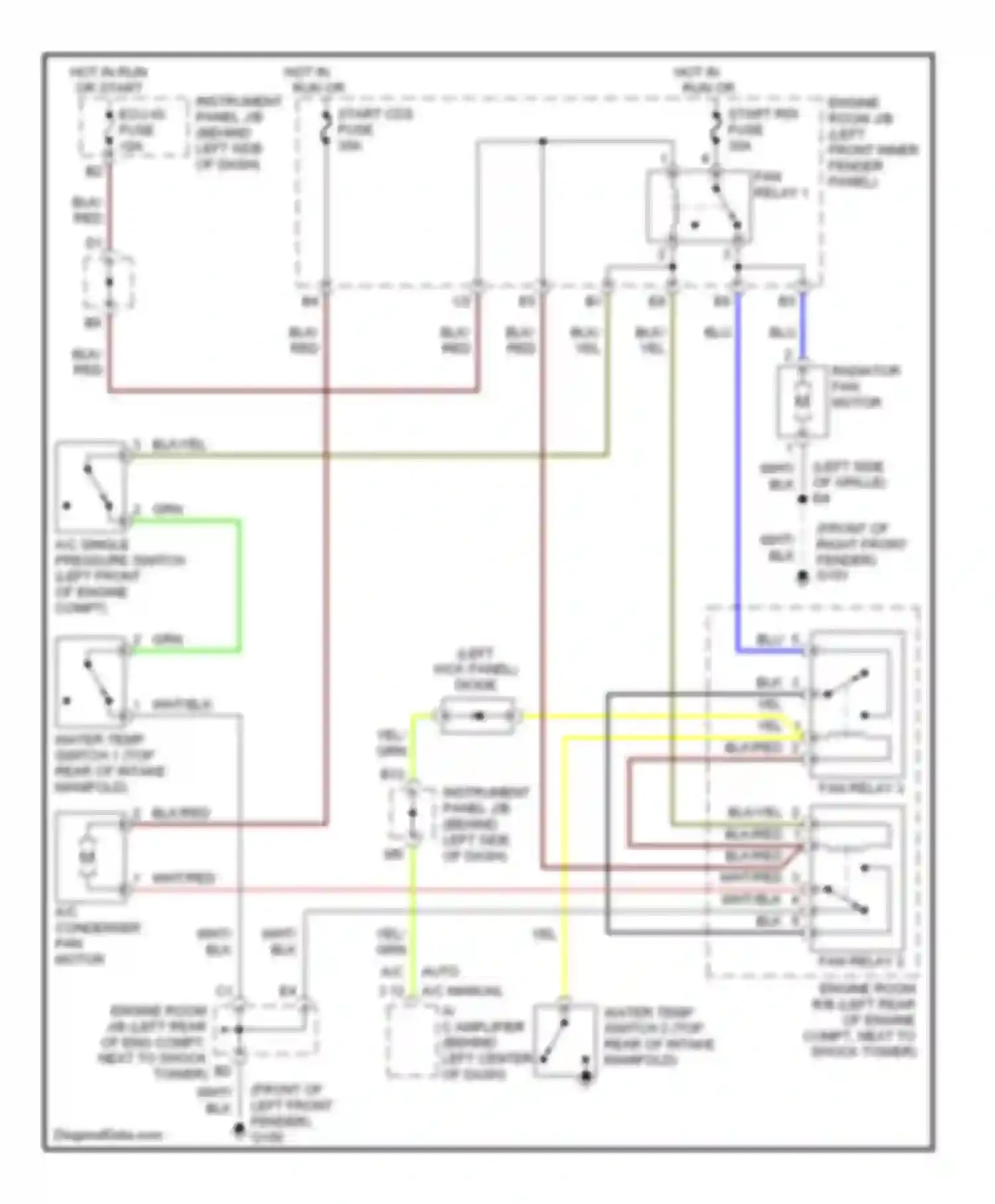 Avalon Toyota XX10 facelift (1997-2000): Cooling fan circuit