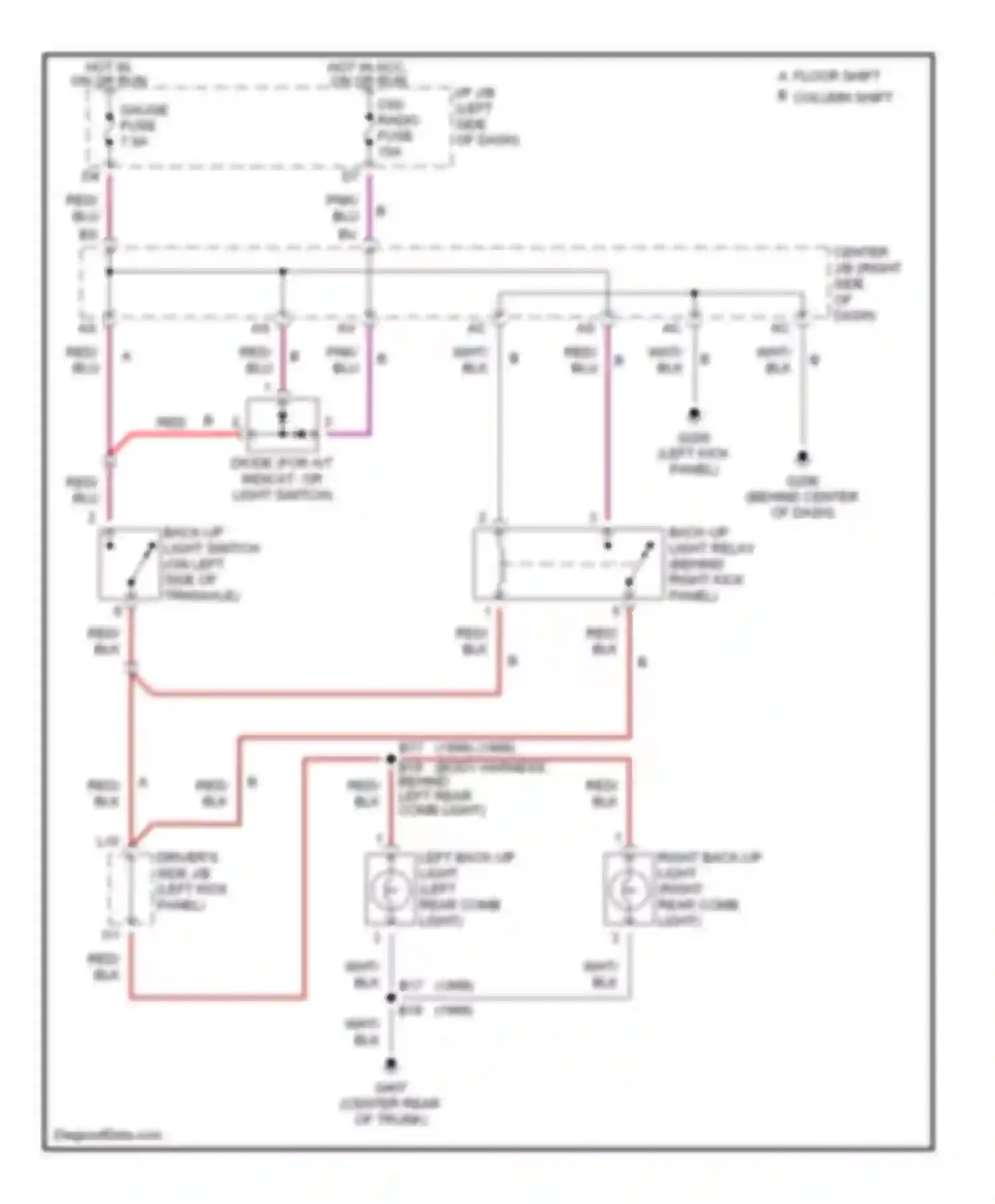 Avalon Toyota XX10 facelift (1997-2000): Back-up lamps circuit