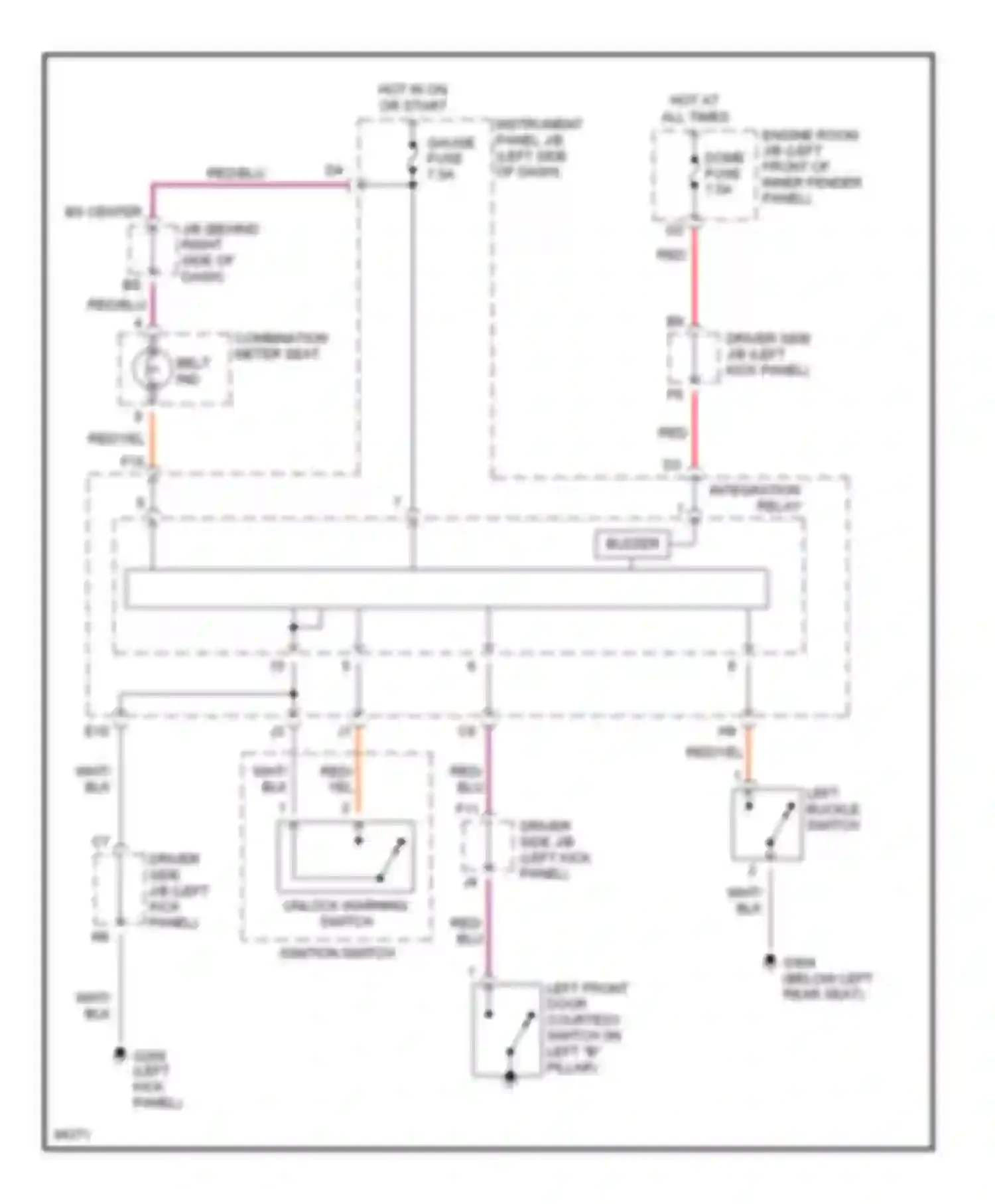 Avalon Toyota XX10 facelift (1997-2000): Warning system circuits