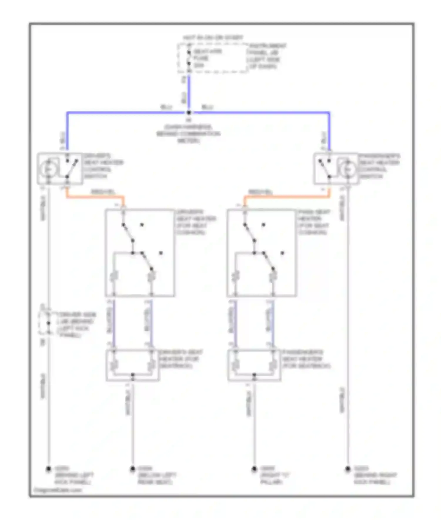 Wiring diagram passenger's seat heater control switch for Toyota Avalon XX10 facelift (1997-2000) (1 of 1)