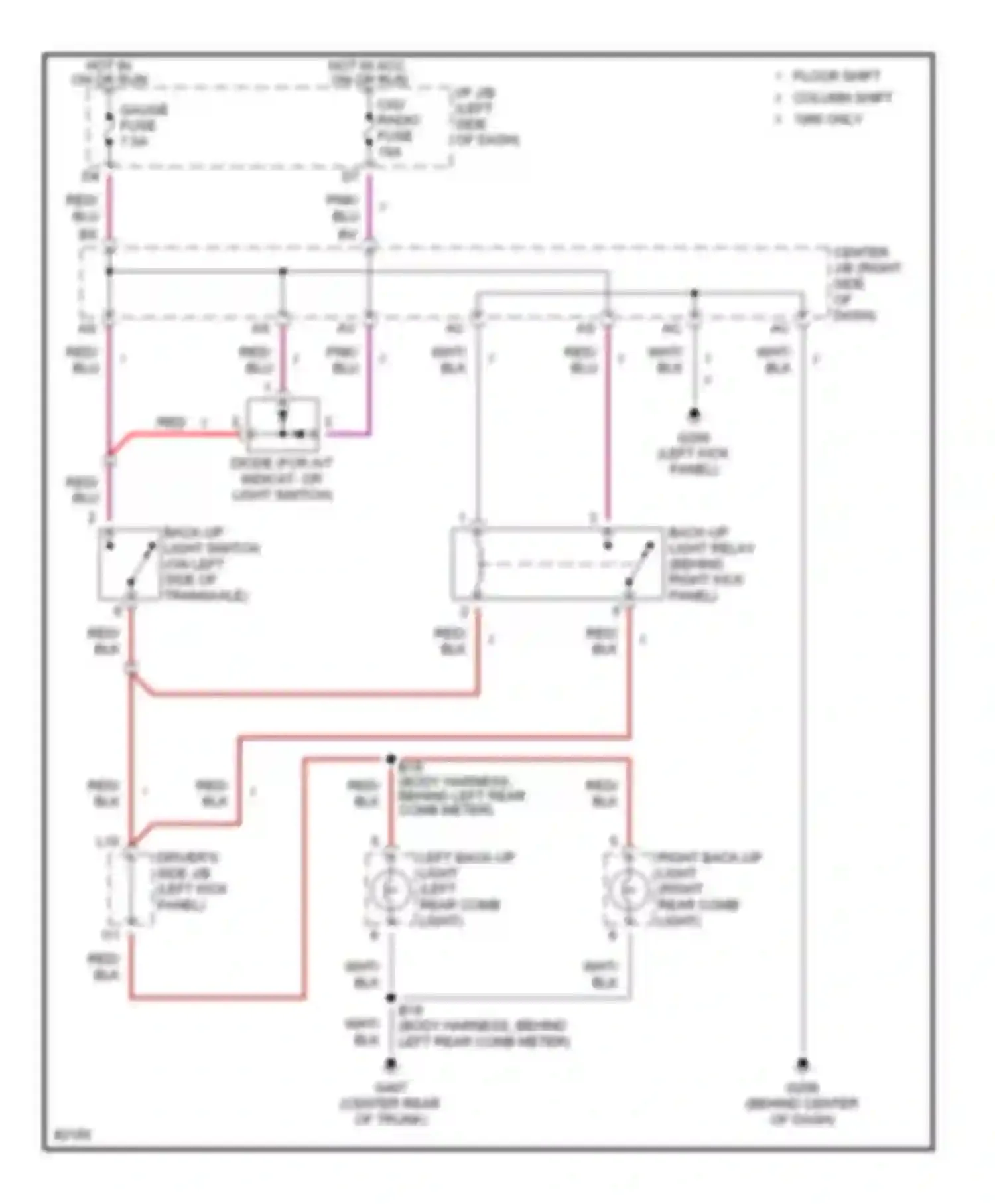 Avalon Toyota XX10 (1994-1997): Back-up lamps circuit