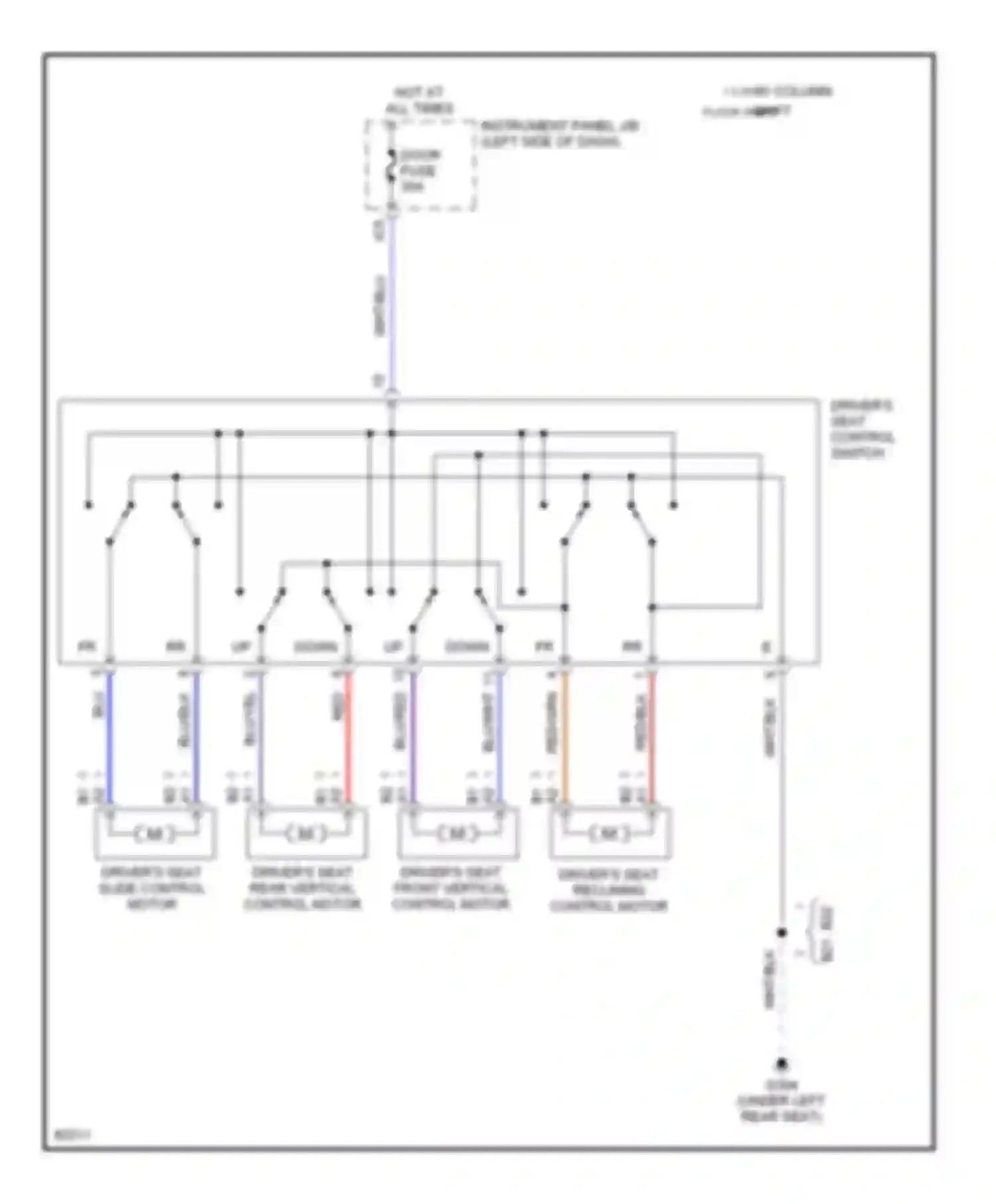 Avalon Toyota XX10 (1994-1997): Driver power seat circuit