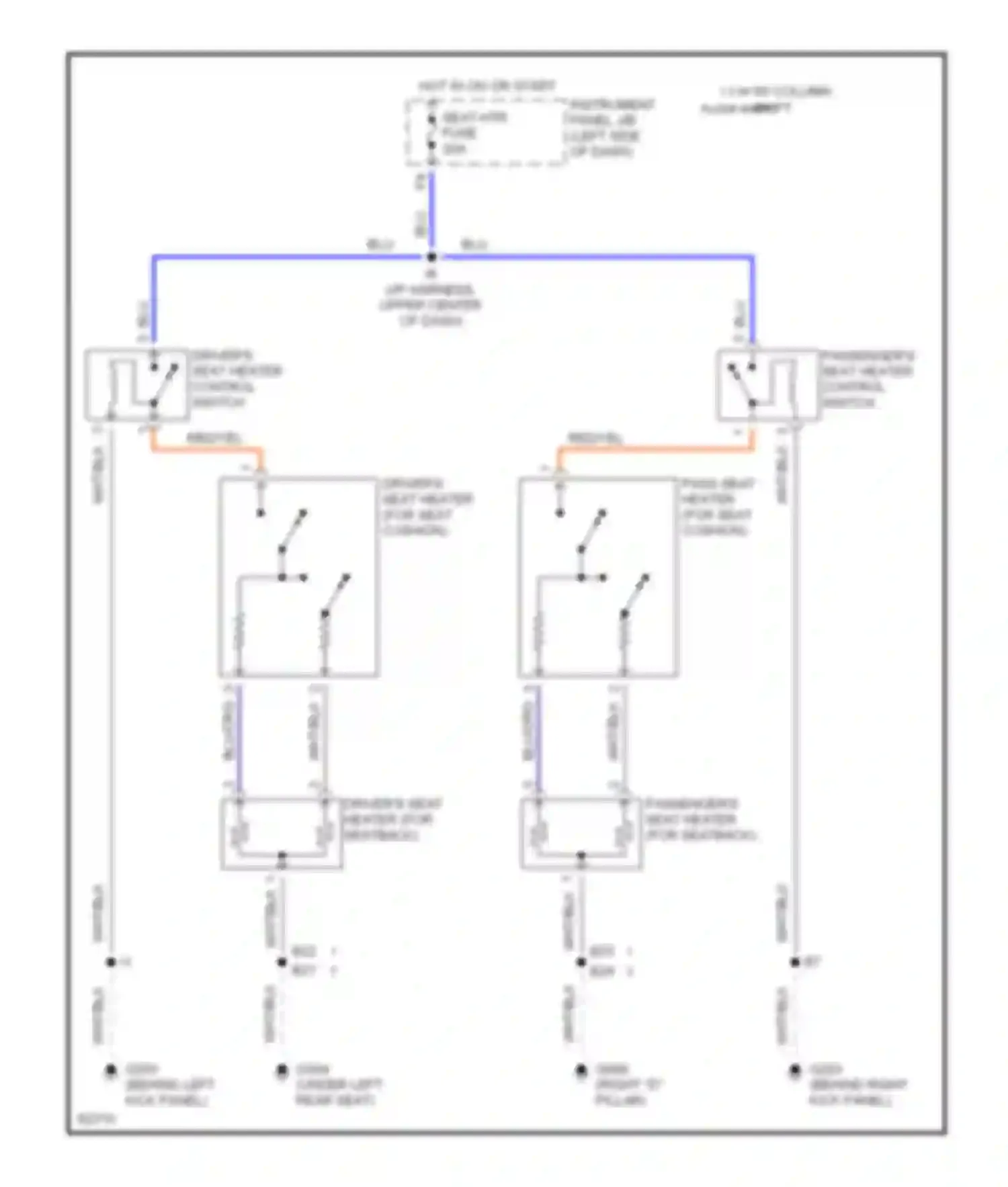 Avalon Toyota XX10 (1994-1997): Heated seats circuit