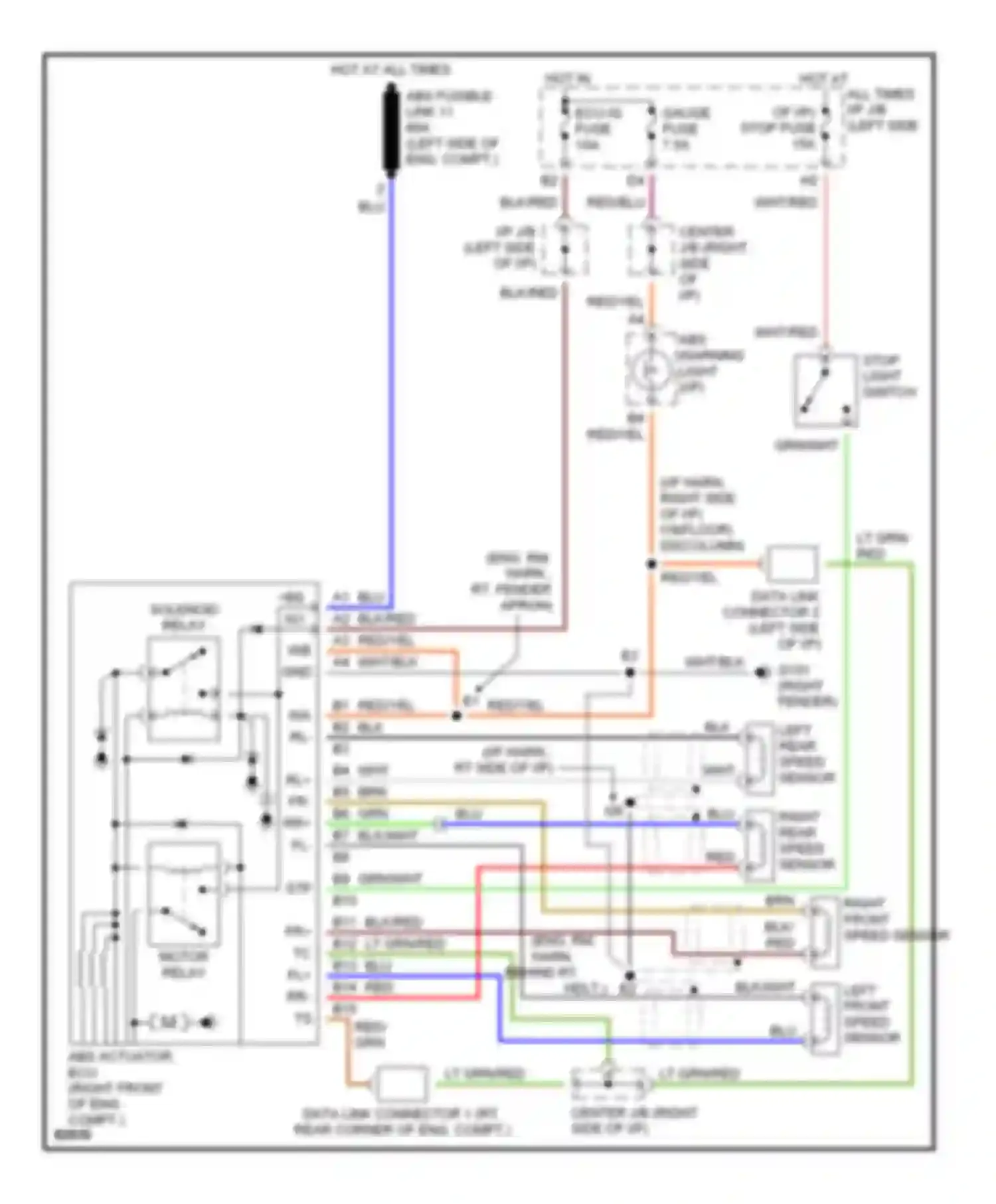 Wiring diagram left front speed sensor for Toyota Avalon XX10 (1994-1997) (1 of 1)