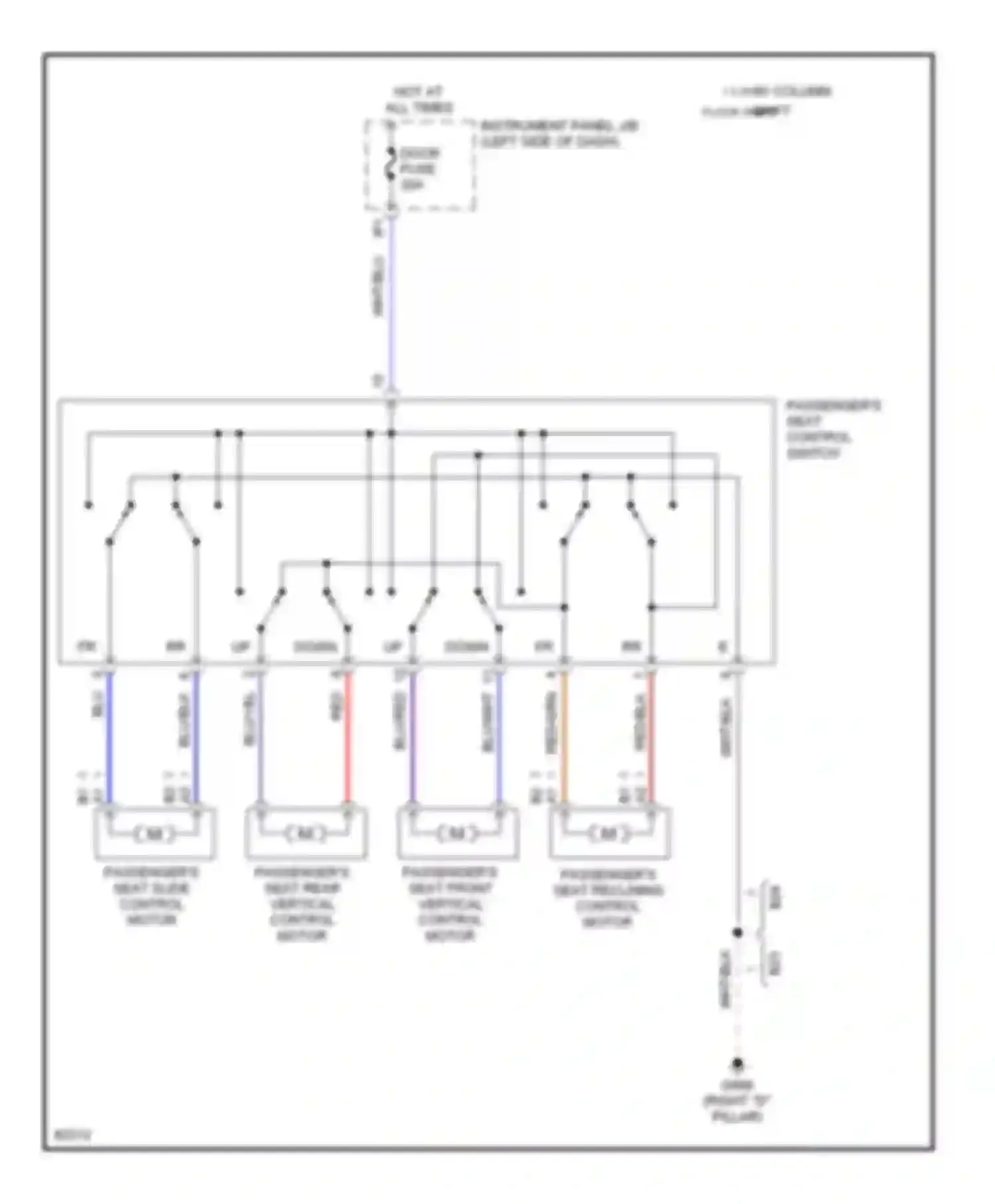Wiring diagram passenger's seat slide control motor for Toyota Avalon XX10 (1994-1997) (1 of 1)