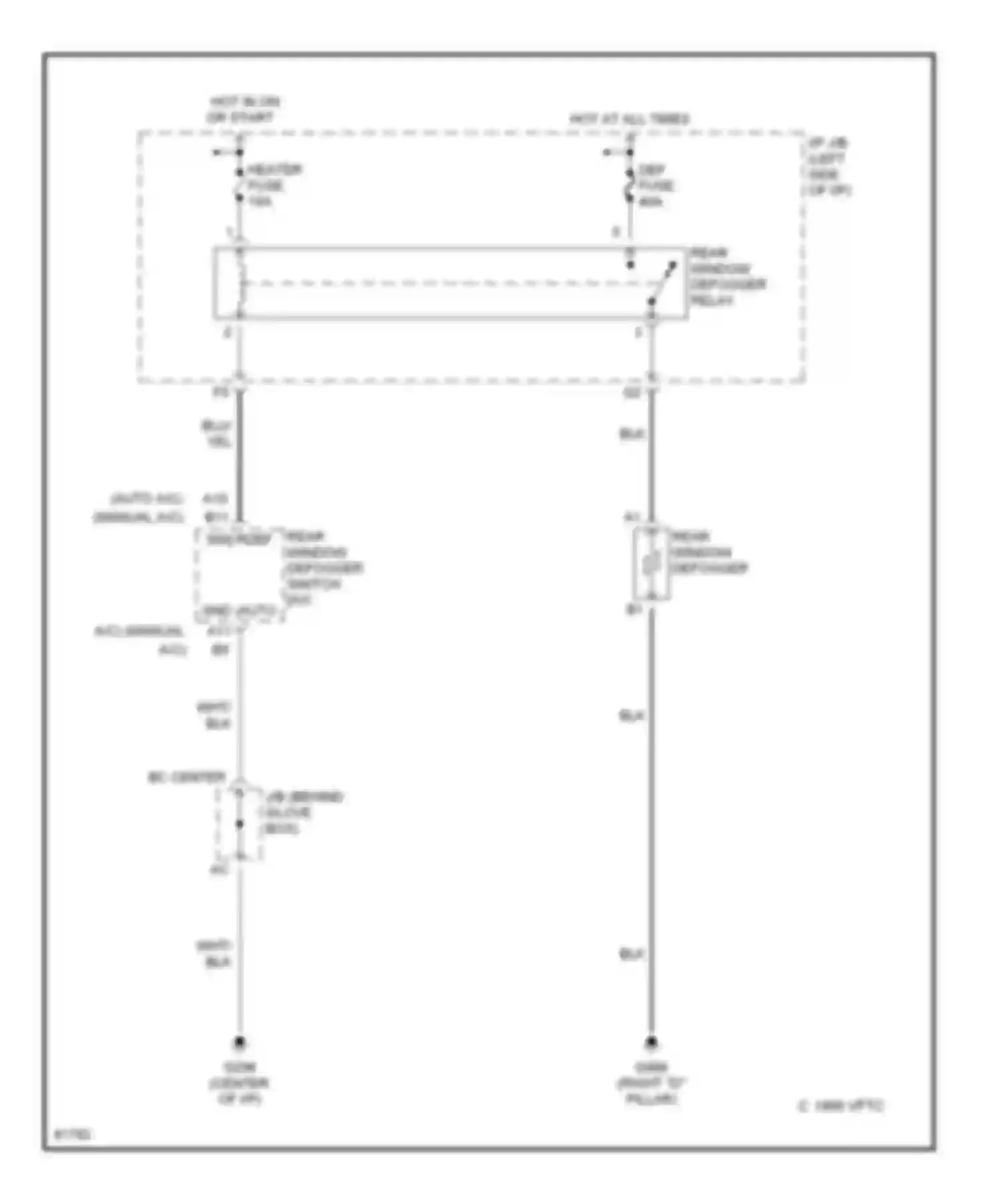 Wiring diagram rear window defogger relay for Toyota Avalon XX10 (1994-1997) (3 of 3)