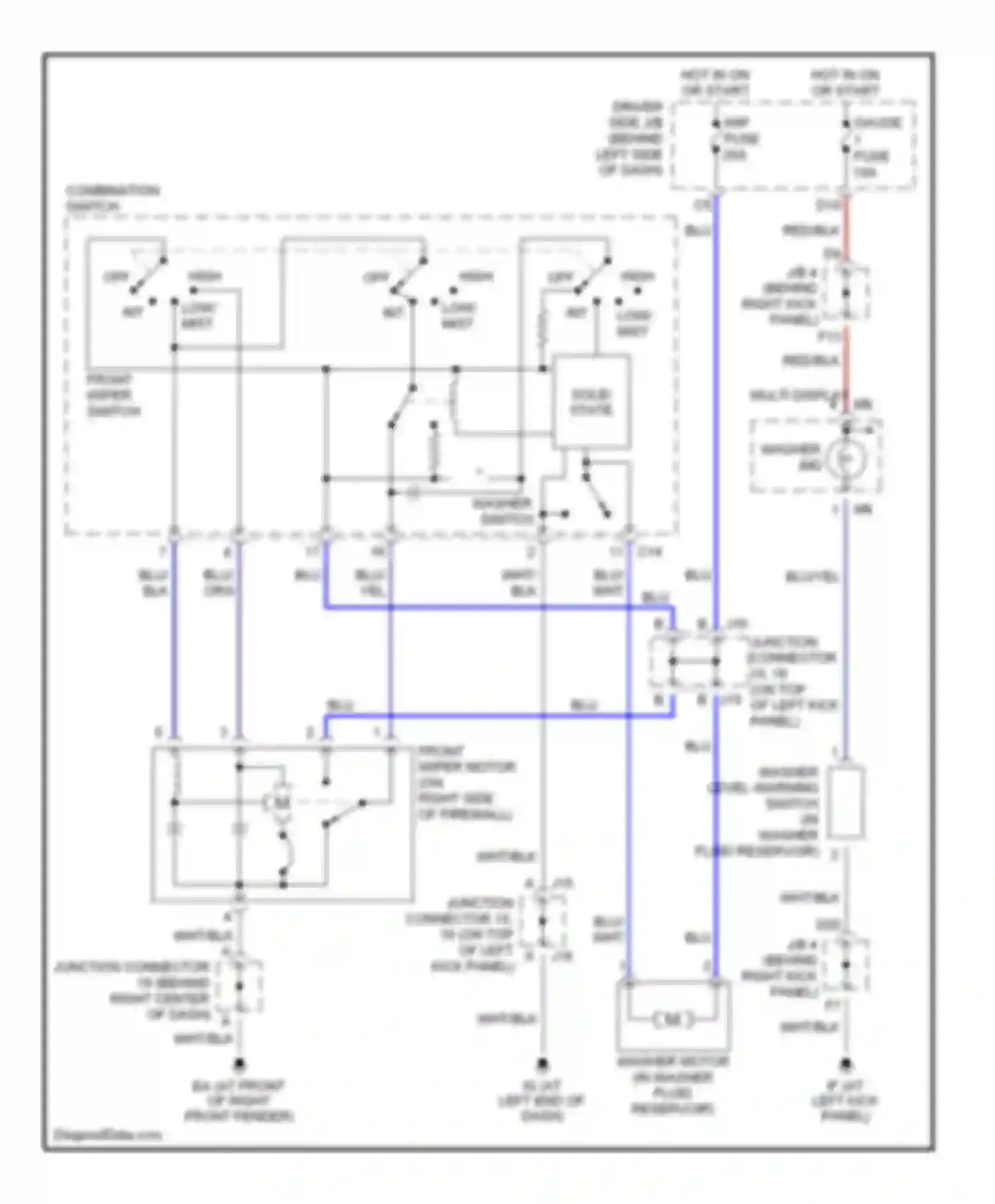 Avalon Toyota XX20 facelift (2002-2005): Wiper/washer circuit, without auto wiper system
