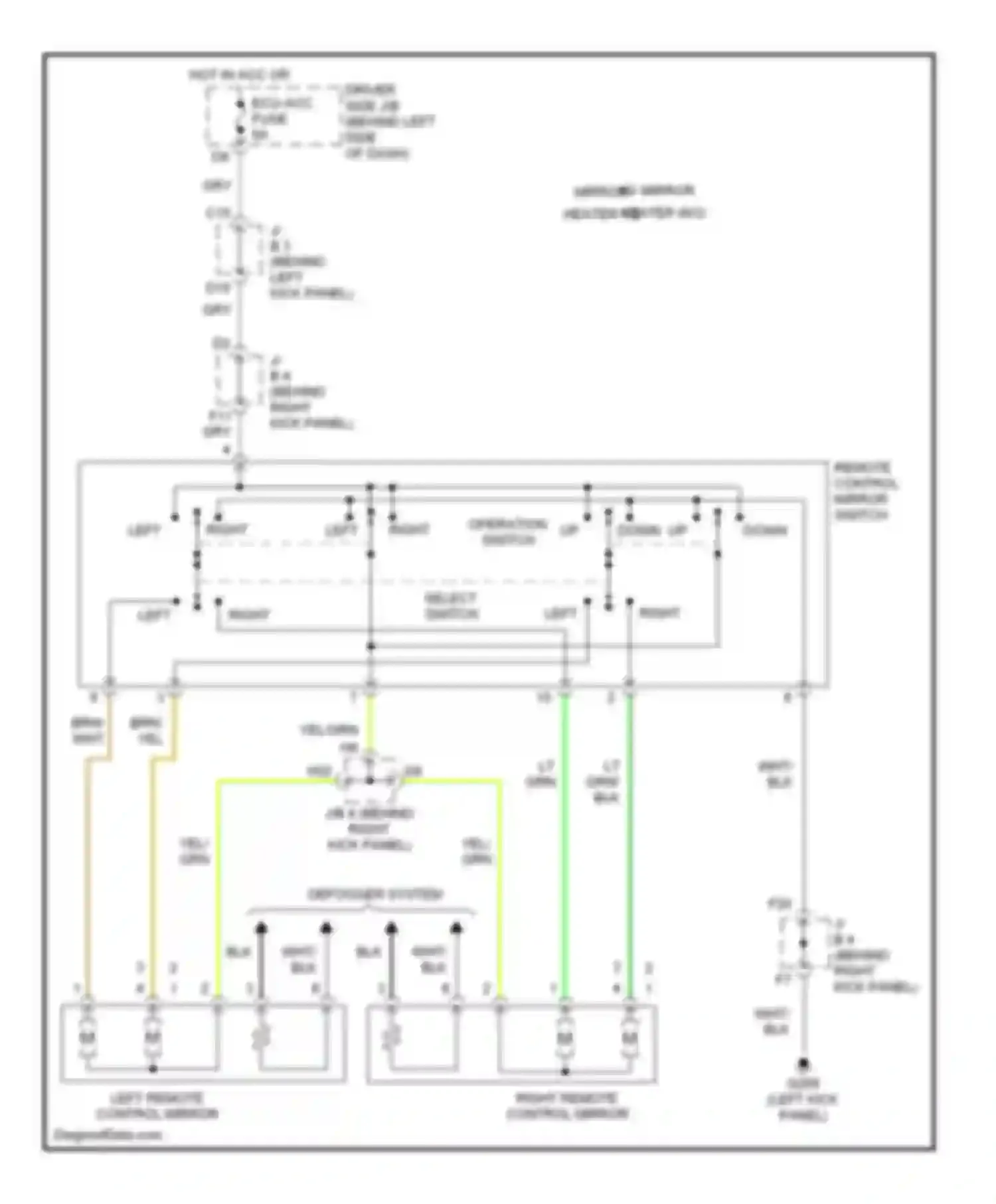 Avalon Toyota XX20 (1999-2002): Power mirror circuit