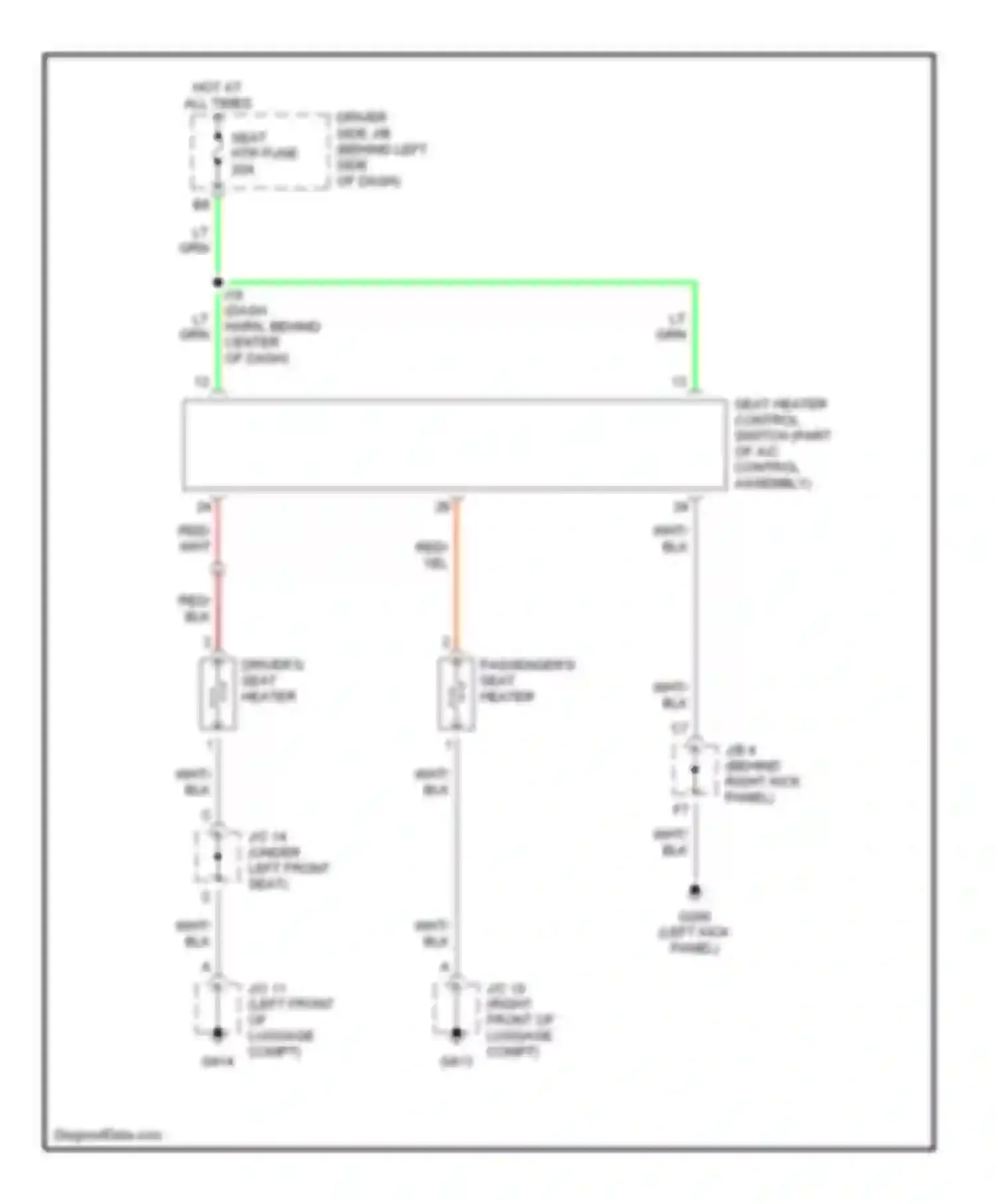 Avalon Toyota XX20 (1999-2002): Heated seats circuit