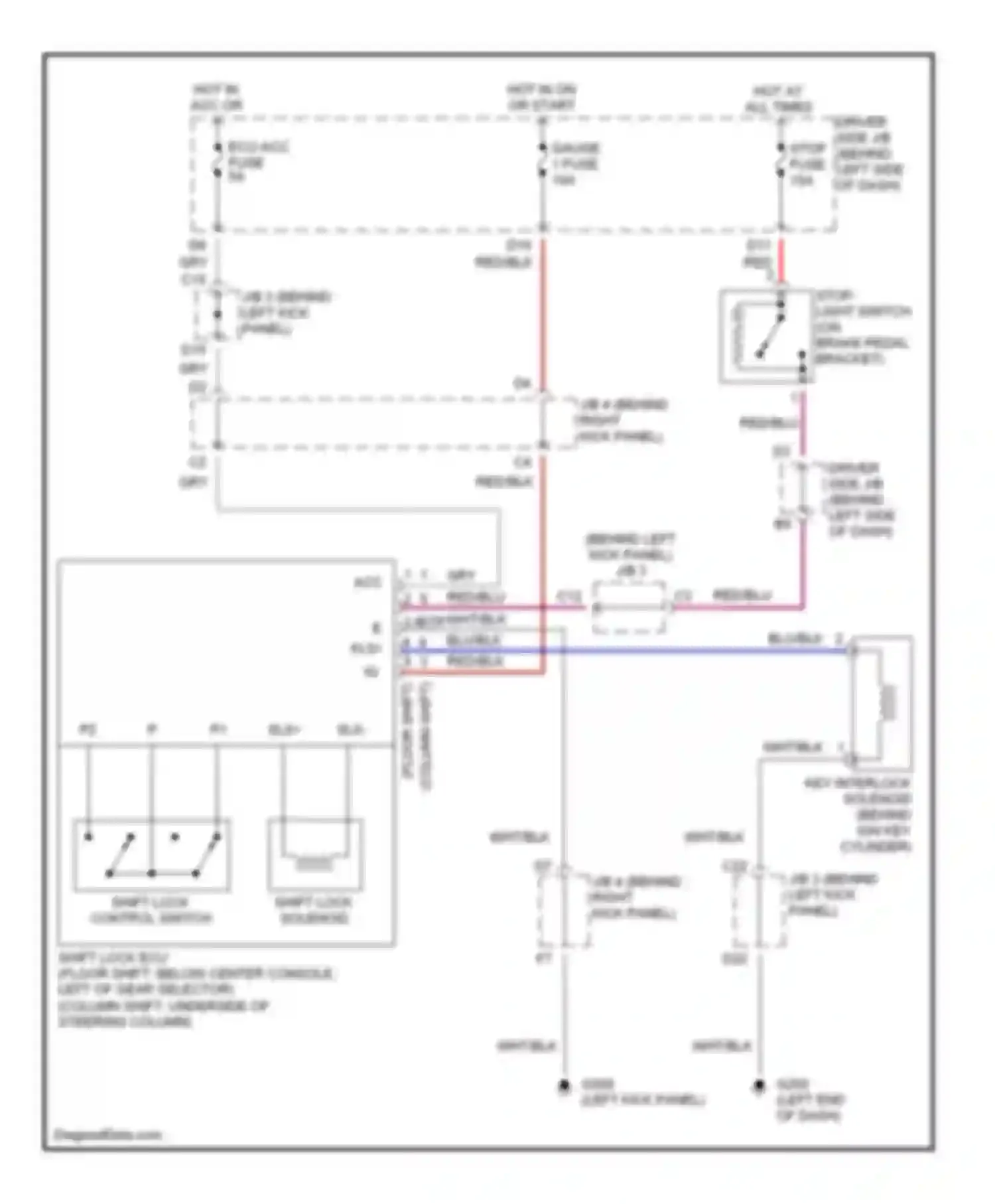 Avalon Toyota XX20 (1999-2002): Shift interlock circuit