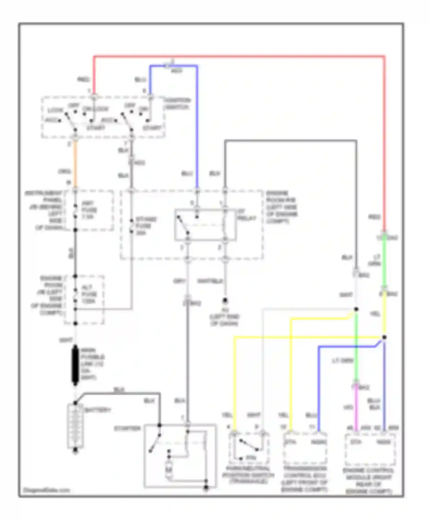 Avalon Toyota XX30 facelift 2 (2010-2012): Starting circuit, without smart key system