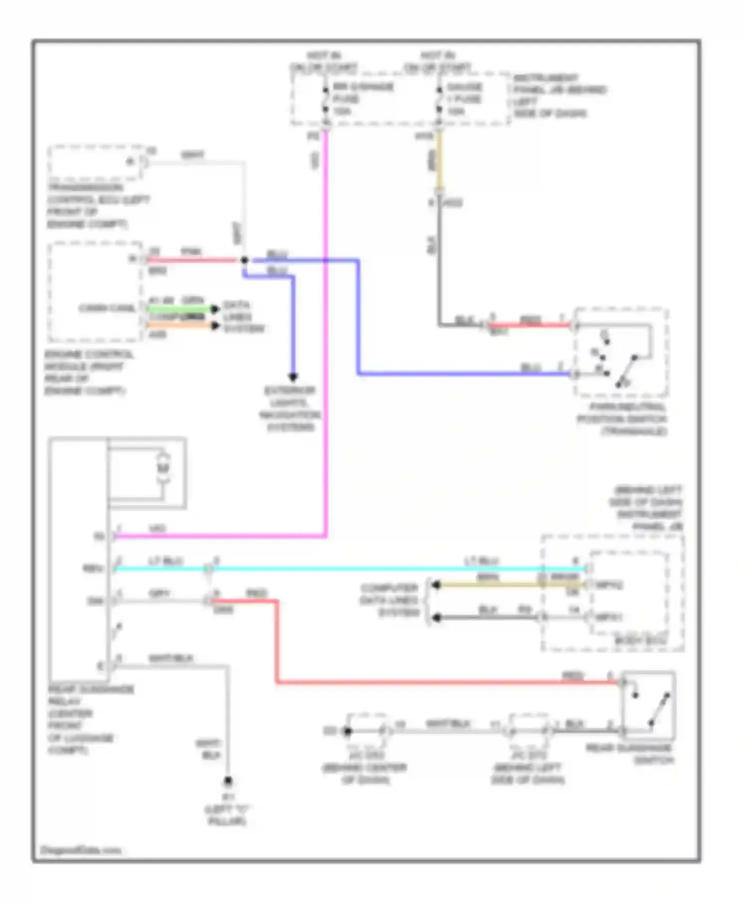 Wiring diagram exterior lights, navigation systems for Toyota Avalon XX30 facelift 2 (2010-2012) (1 of 1)