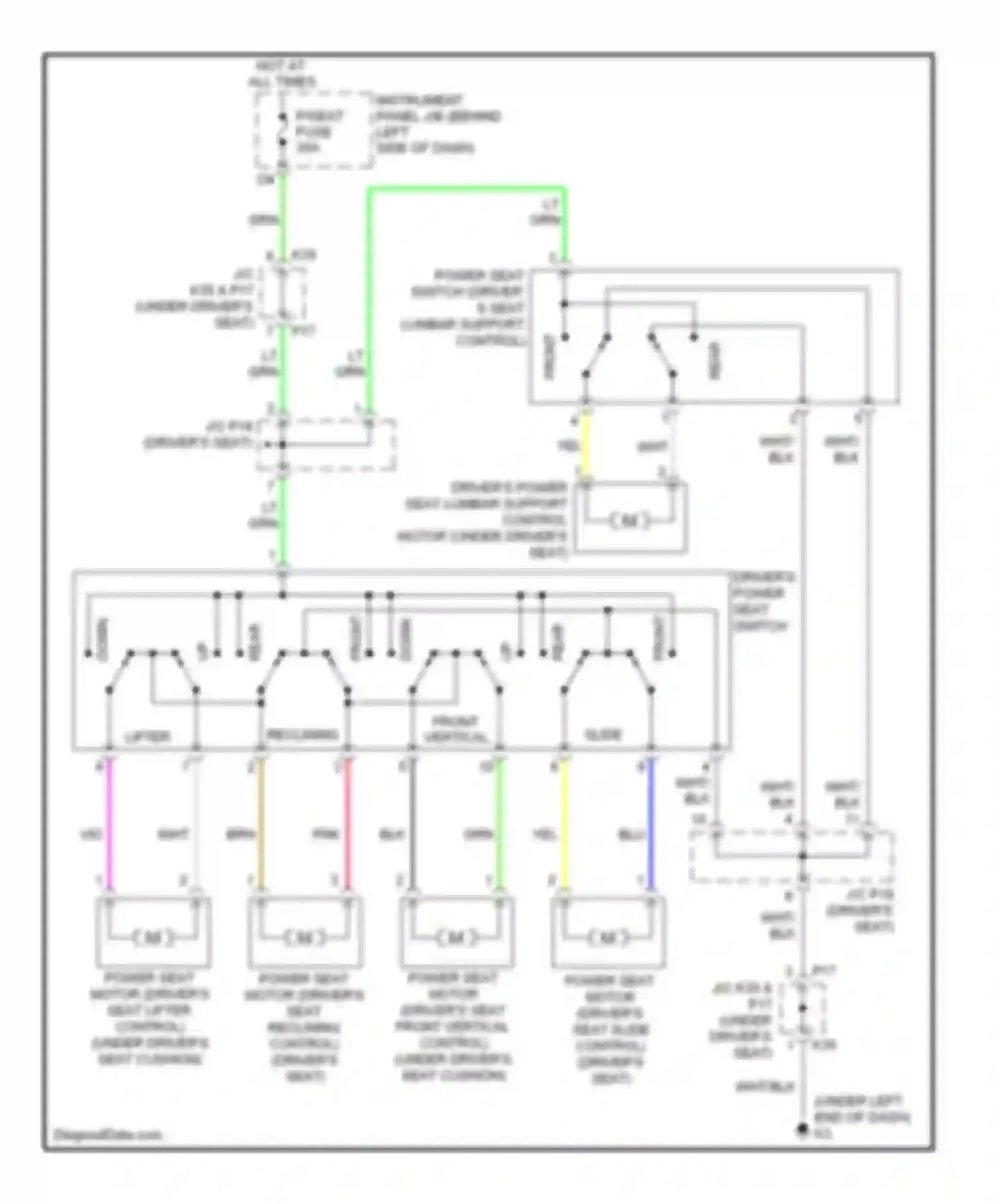 Wiring diagram p/seat fuse for Toyota Avalon XX30 facelift 2 (2010-2012) (1 of 3)
