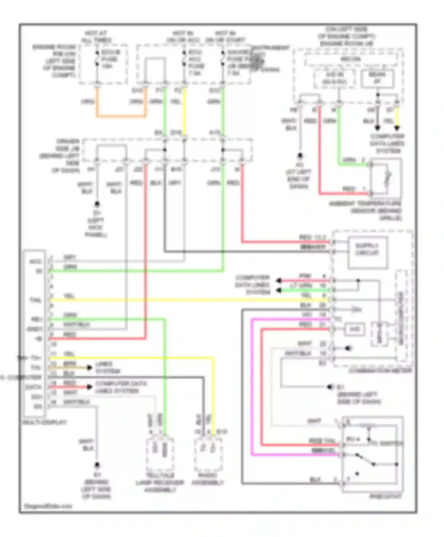 Avalon Toyota XX30 facelift (2007-2010): Multi-information system circuit