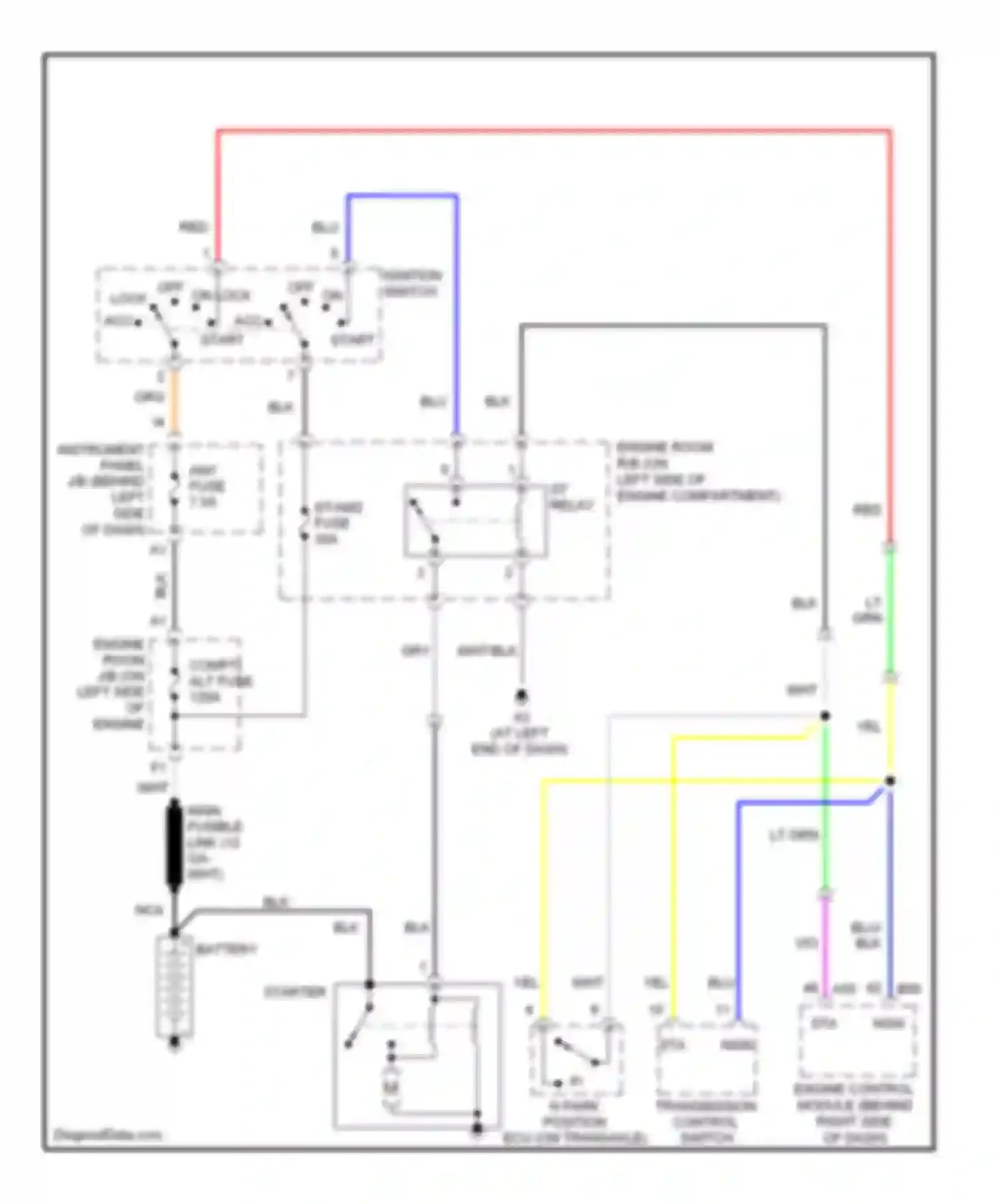 Avalon Toyota XX30 facelift (2007-2010): Starting circuit, without smart key system