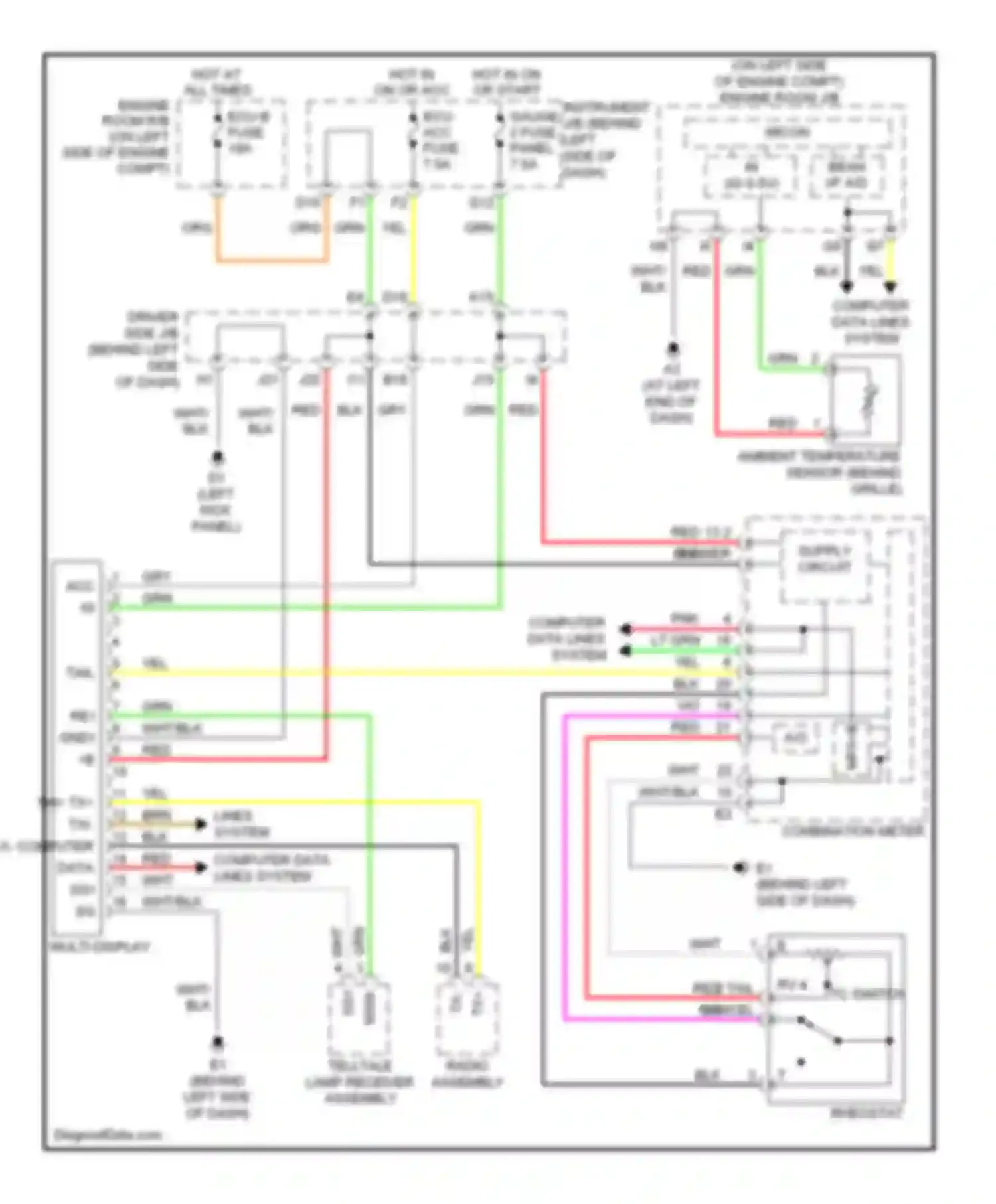 Avalon Toyota XX30 (2005-2007): Multi-information system circuit