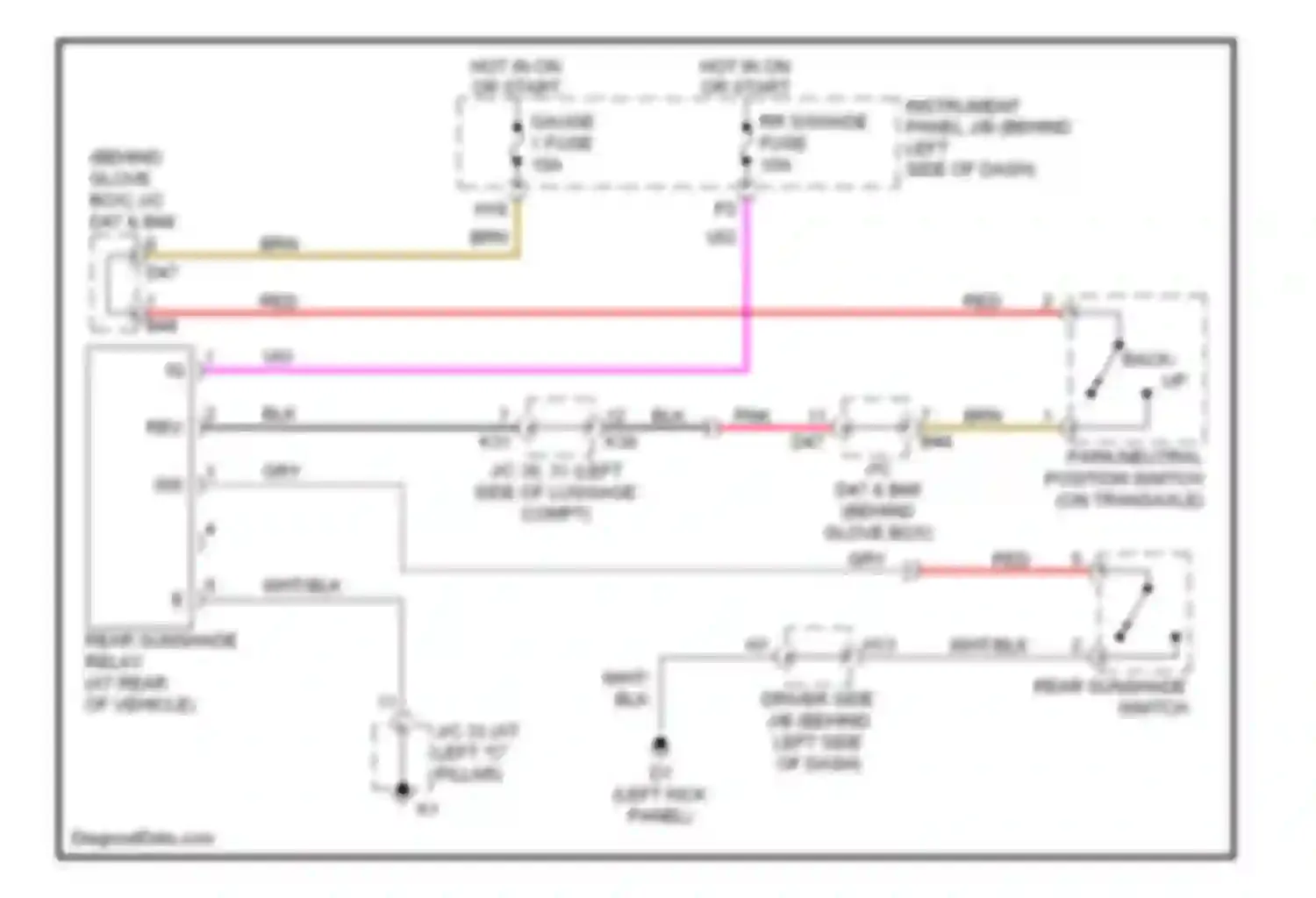 Avalon Toyota XX30 (2005-2007): Rear window sun shade circuit
